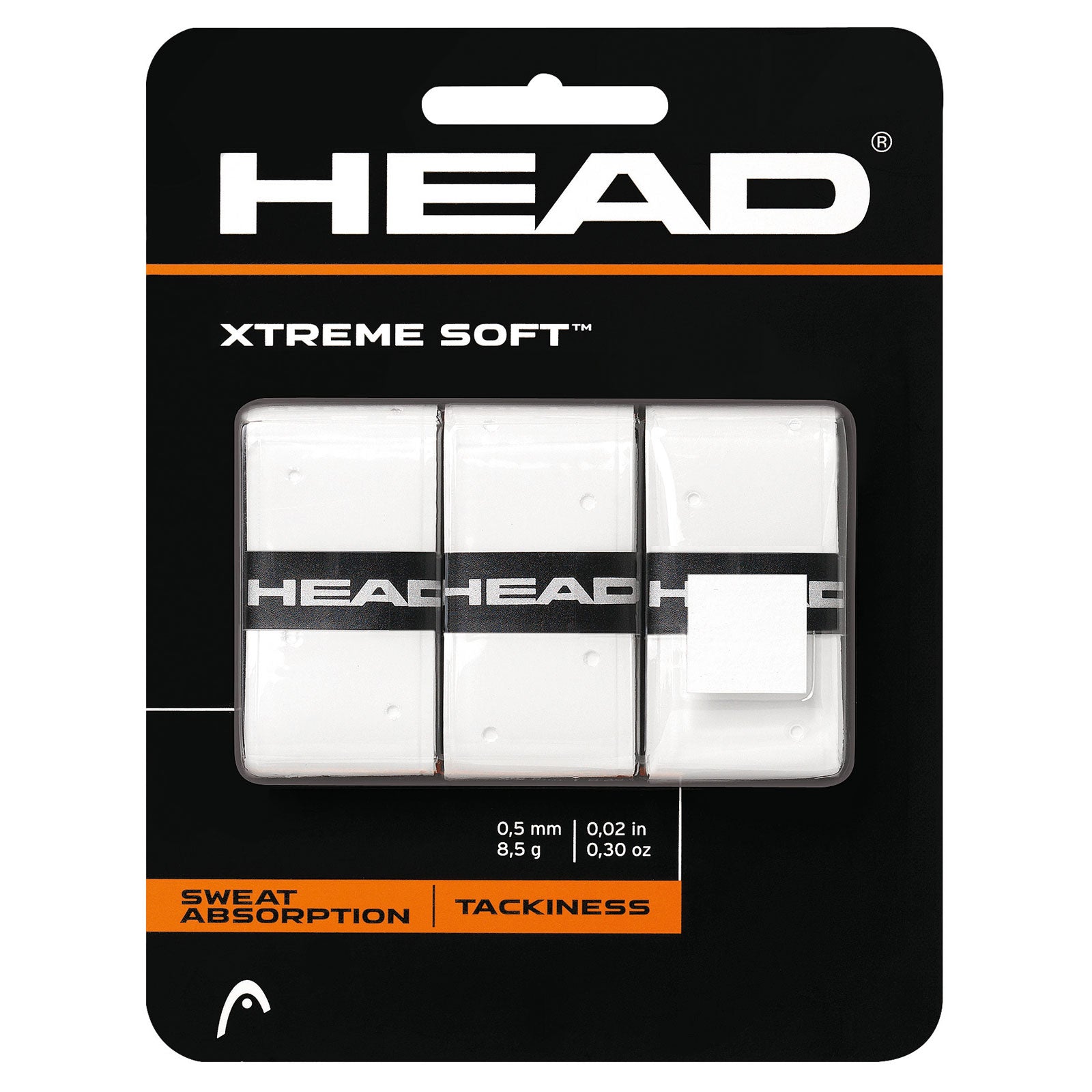 Head Xtreme Soft Overgrip Tennis Racket Grip - 3 Pack (White) | Sweat Absorbent, Non-Slip Comfort for Tennis, Badminton & Racquetball Players | Perfect for Training & Competitive Matches