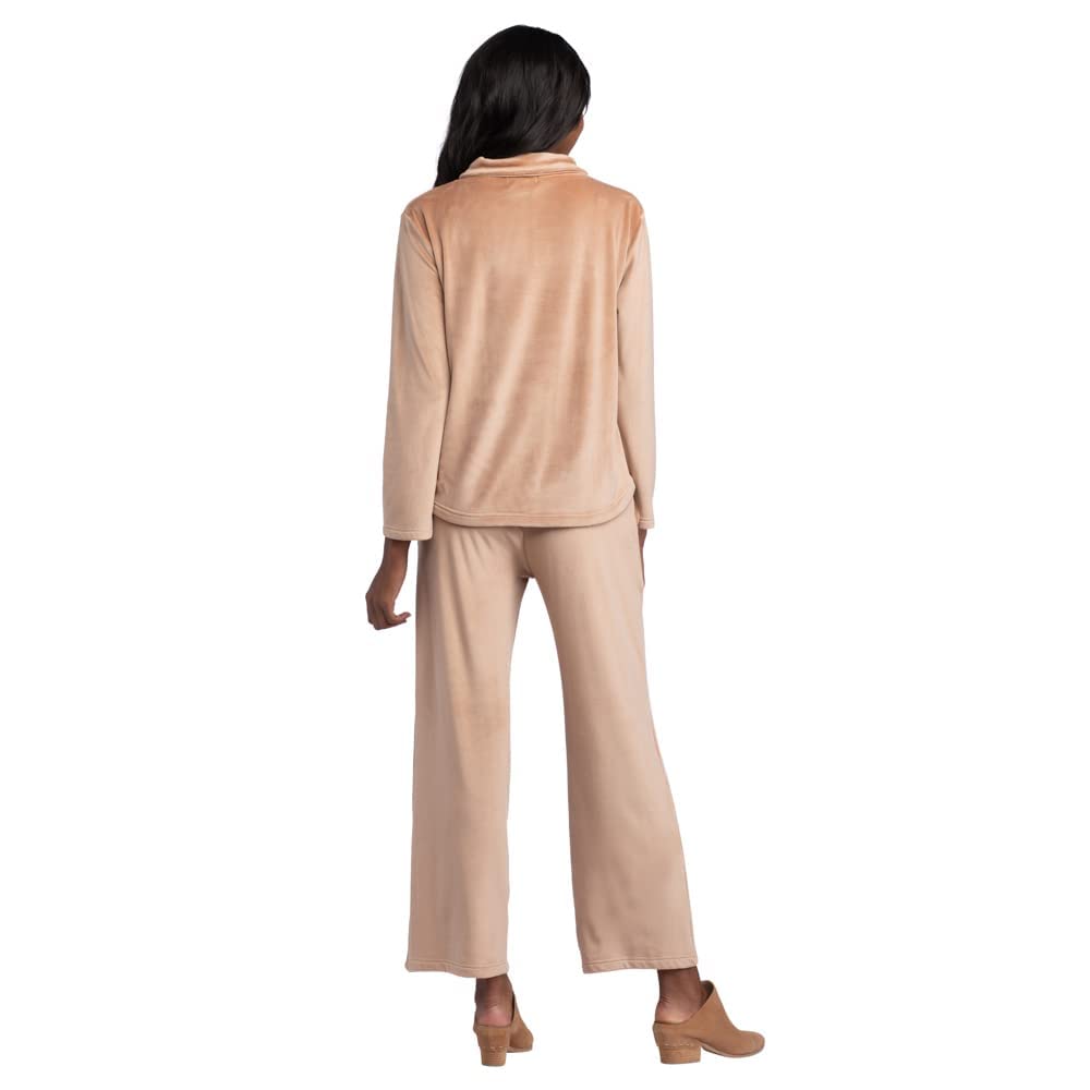 Softies Feather Velour Funnel Neck Lounge Set - Cozy Womens Loungewear Outfit for Home Relaxation & Casual Wear - Perfect for Yoga, Netflix Nights and Winter Comfort