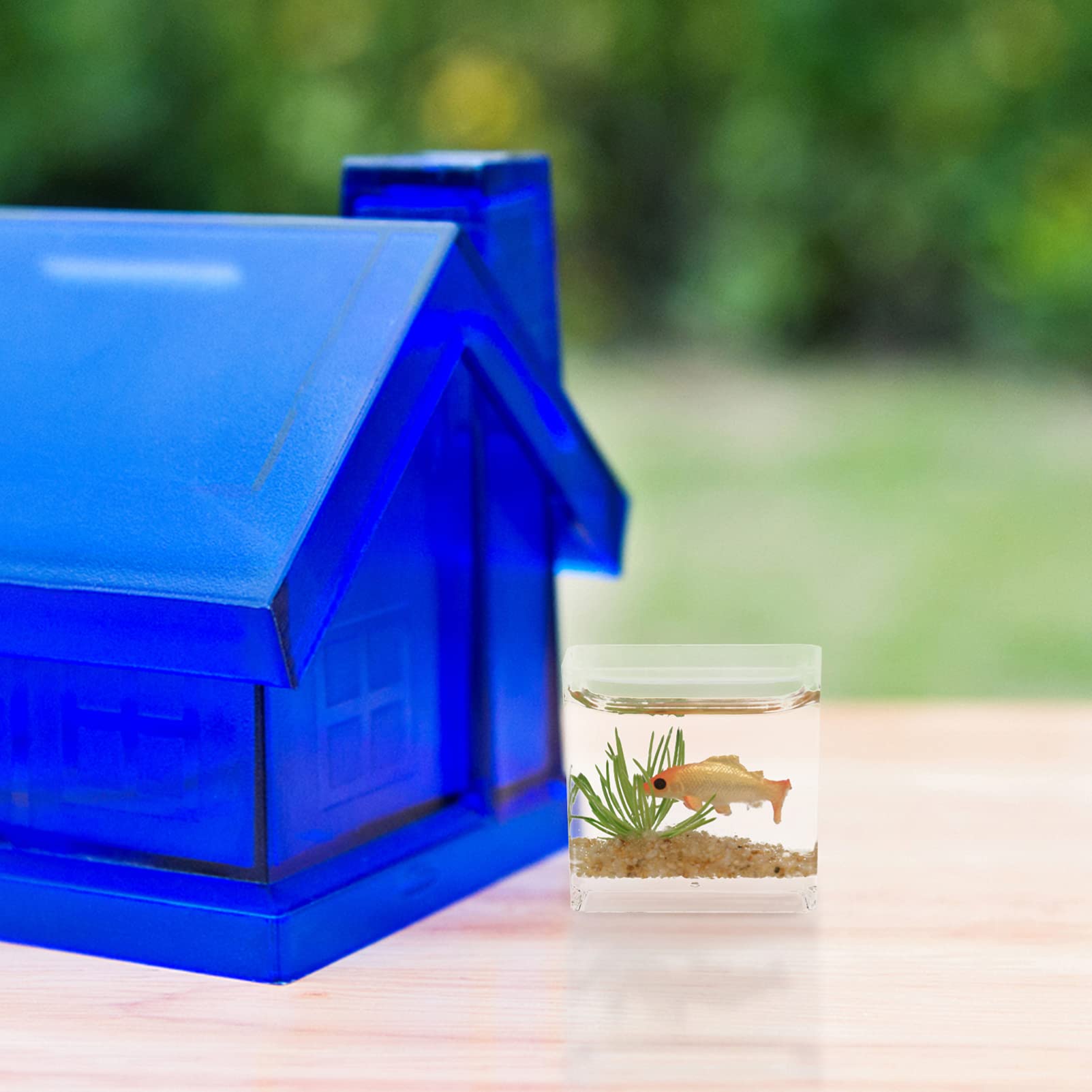Yardwe 2-Pack Miniature Fish Tank Decor - Gold Trim Glass Bowl Aquarium Model for Home, Office Desk, Kids Playhouse | Perfect for Tabletop Decoration, Fairy Garden, and Miniature House Displays