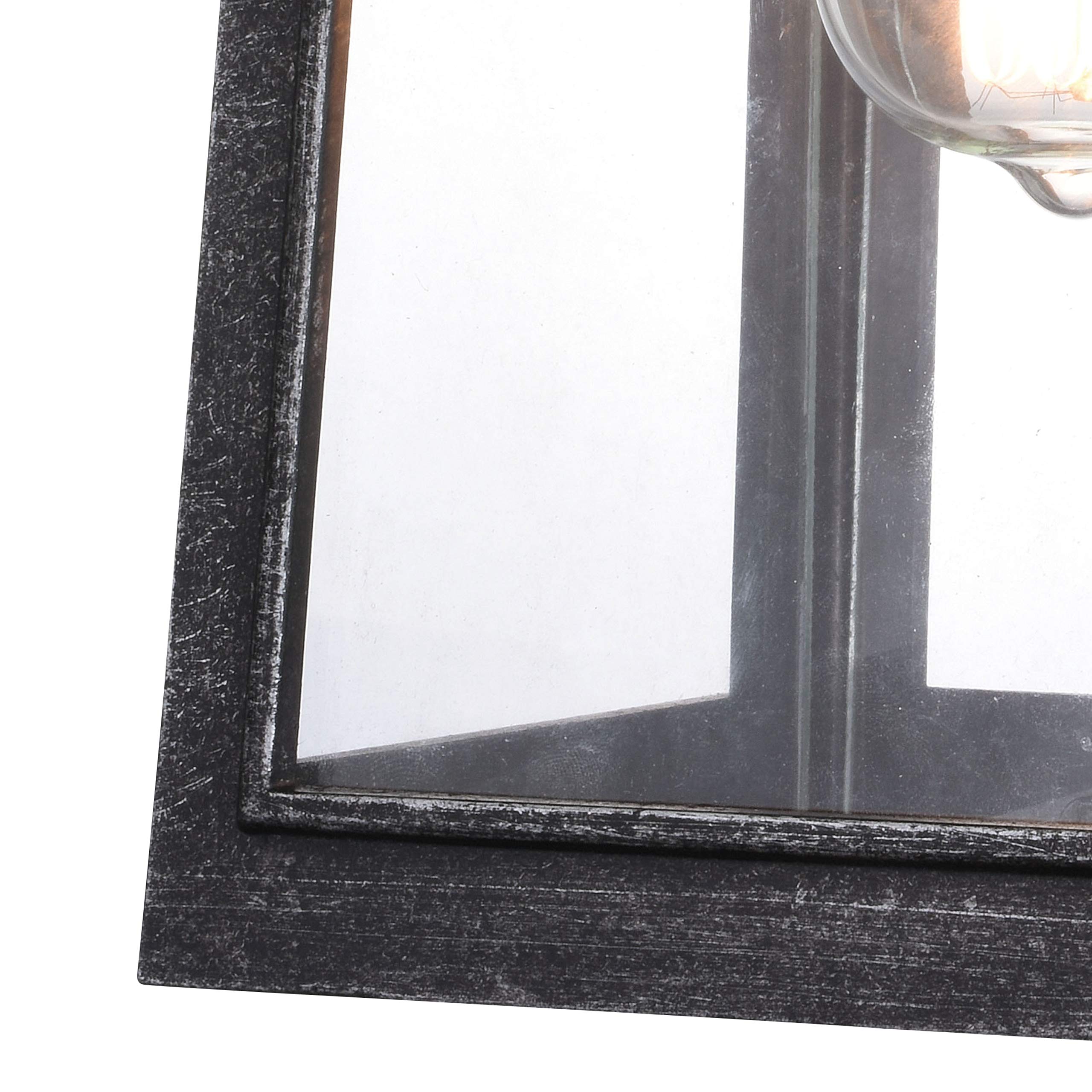 VAXCEL Pilsen 6.5-inch Charcoal Black Outdoor Wall Lantern with Dusk to Dawn Photocell Sensor - 1-Light Exterior Wall Sconce with Clear Glass Panels for Porch, Patio, Garden and Entryway Lighting