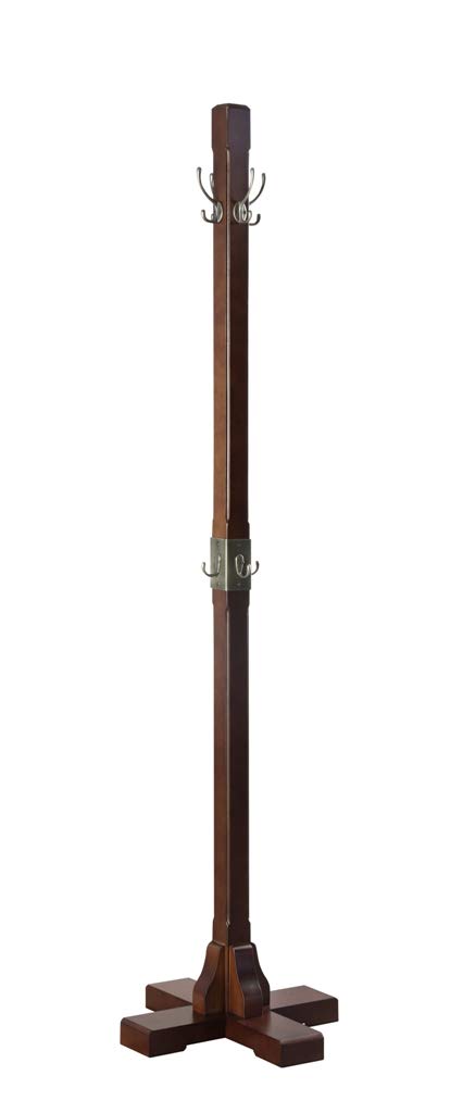 Proman Products Windsor Freestanding Wooden Coat Rack Stand with 12 Hanger Hooks - Walnut Finish for Clothes, Hats, Purses & Bags - Perfect for Entryway, Bedroom, Living Room, Office & Mudroom Organization