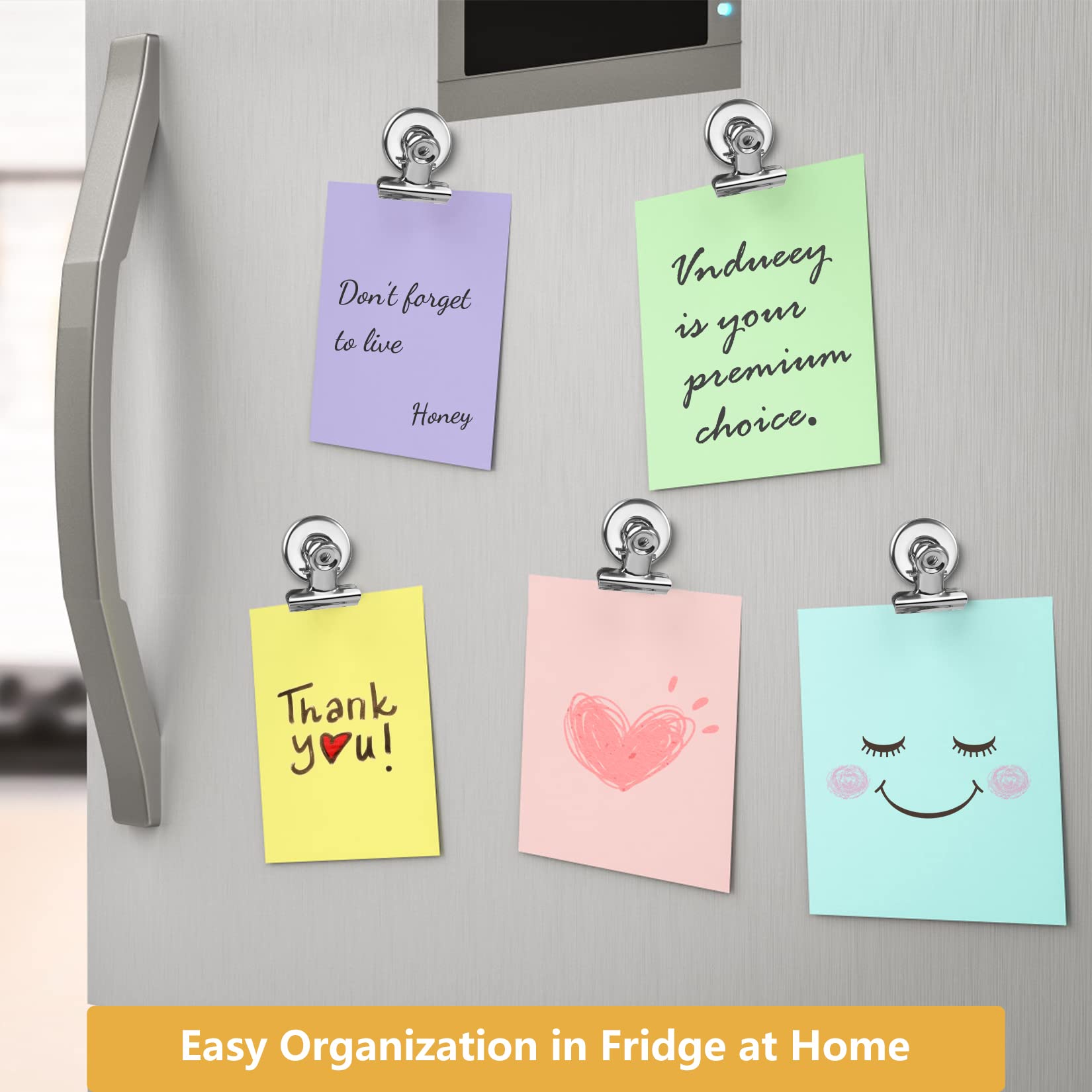 22 Pack Silver Fridge Magnets - Strong Magnetic Clips for Refrigerator, Whiteboard & Office - Home Kitchen Office Organization - Perfect for Notes, Photos & Shopping Lists
