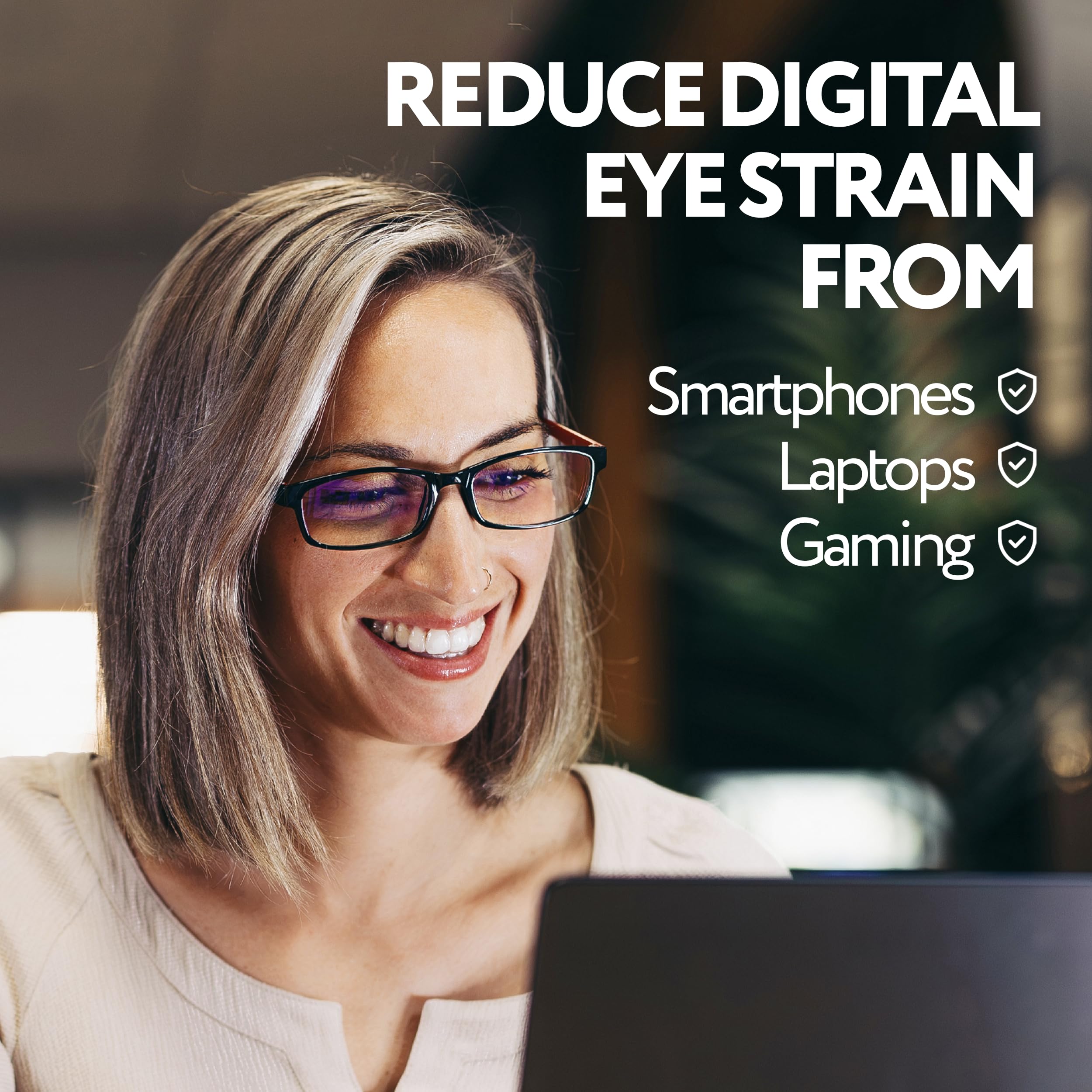 Blue Light Reading Glasses for Men & Women - 2.25 Strength with Anti-Eyestrain for Computer Use