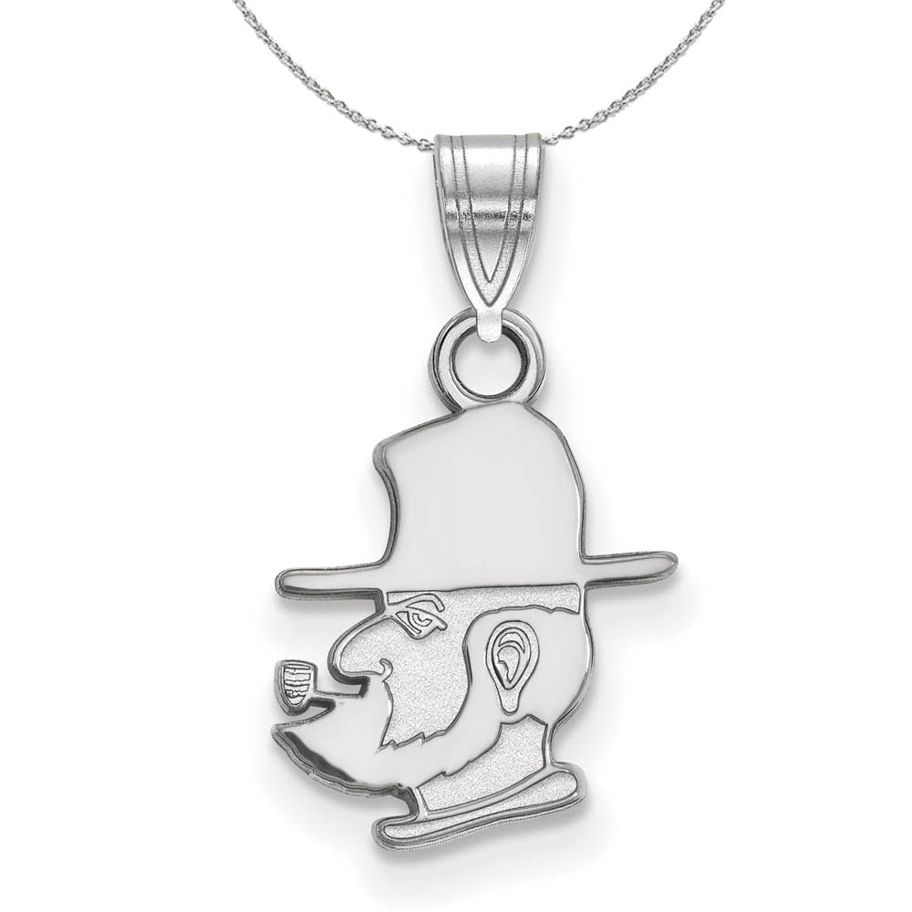 Appalachian State University Sterling Silver Small Pendant Necklace with Black Bow - Perfect for Graduation Gifts & School Spirit Jewelry