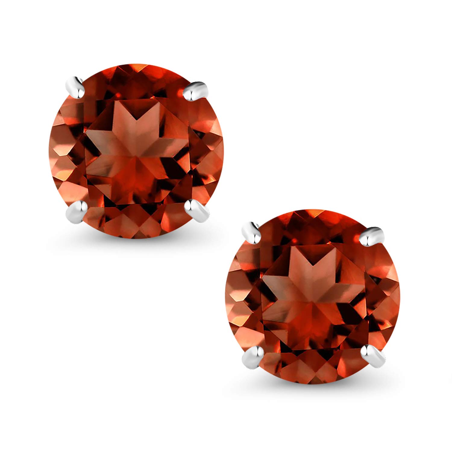 18K White Gold Round 5MM Gemstone Birthstone Stud Earrings for Women & Men | Elegant Gift for Anniversary, Birthday & Special Occasions | Gem Stone King