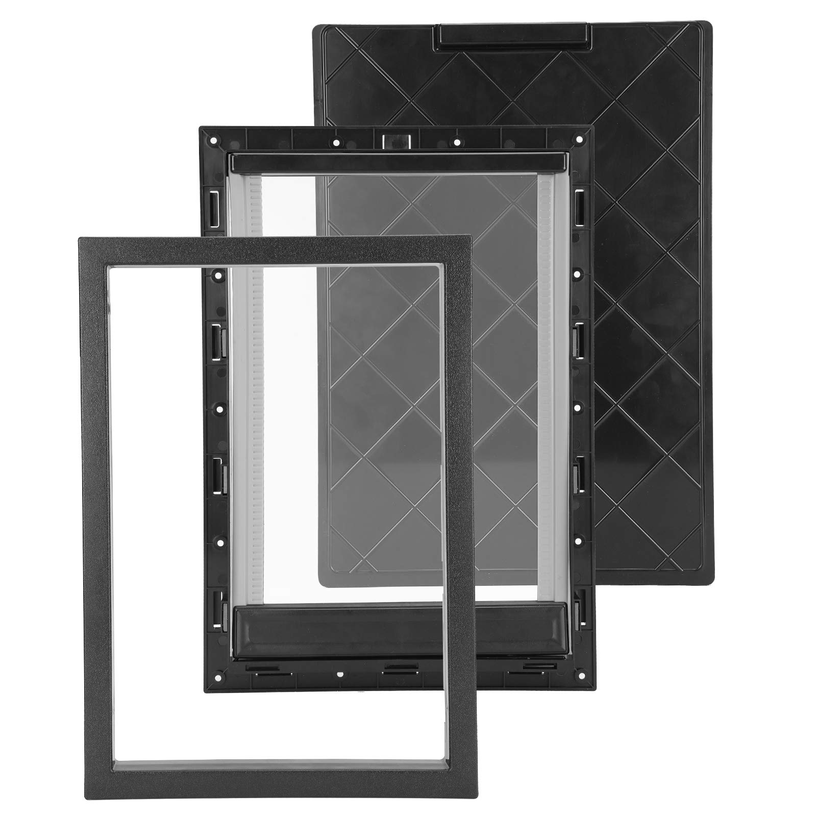 FASJ Two-Way Pet Door for Cats - Durable Black Thick Plastic Pet Door for Household Use (XL Size) - Perfect for Indoor/Outdoor Access & Home Installation