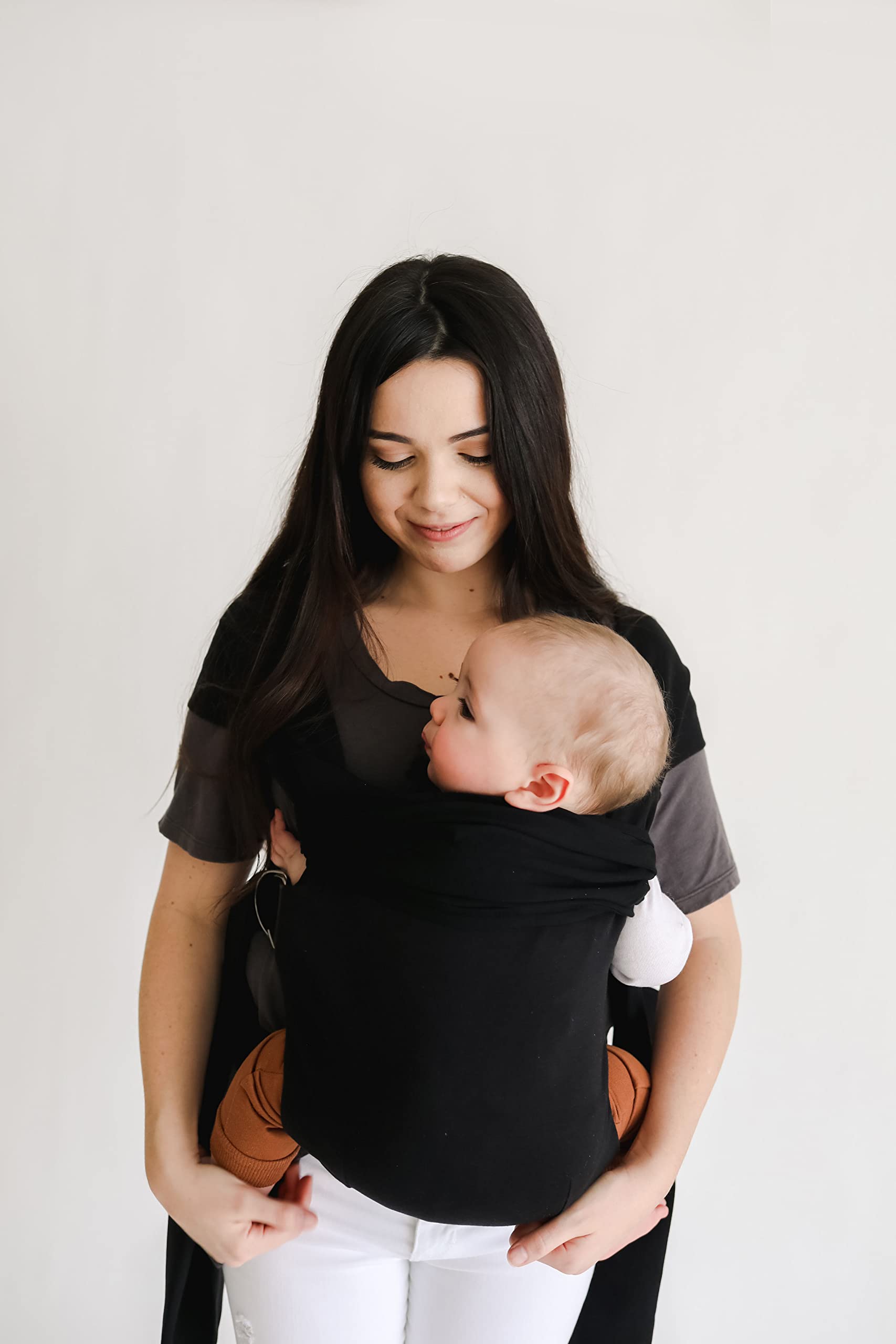 Lalabu Simple Baby Wrap - No-Tie, Comfortable & Easy-to-Use Infant Carrier for 3 Months to 2 Years (Pure Black) | Perfect for Hands-Free Parenting, Errands & Bonding with Your Newborn