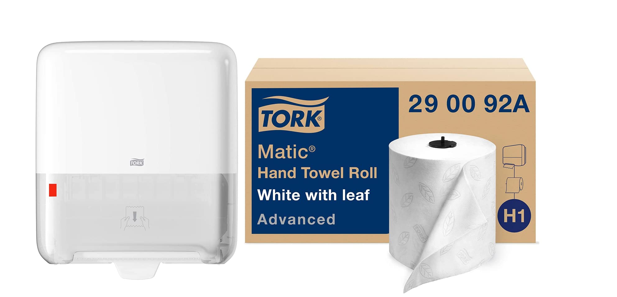 Tork Paper Hand Towel Roll Dispenser with Refill - White & Grey Leaf Design - 6 Pack for Restrooms, Kitchens & Offices - Commercial-Grade Hygiene Solution