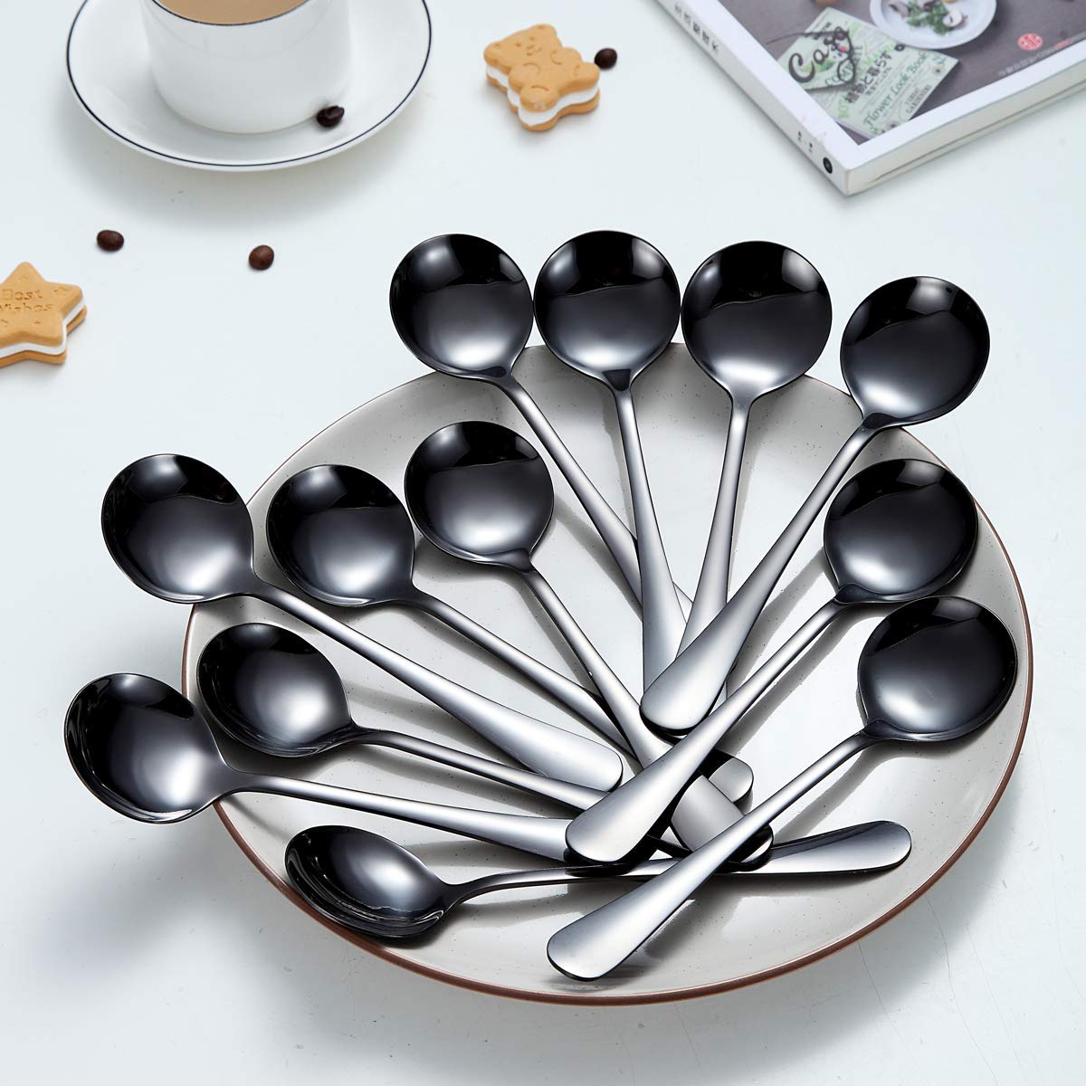 12-Pack Black Soup Spoons - Berglander 7.5