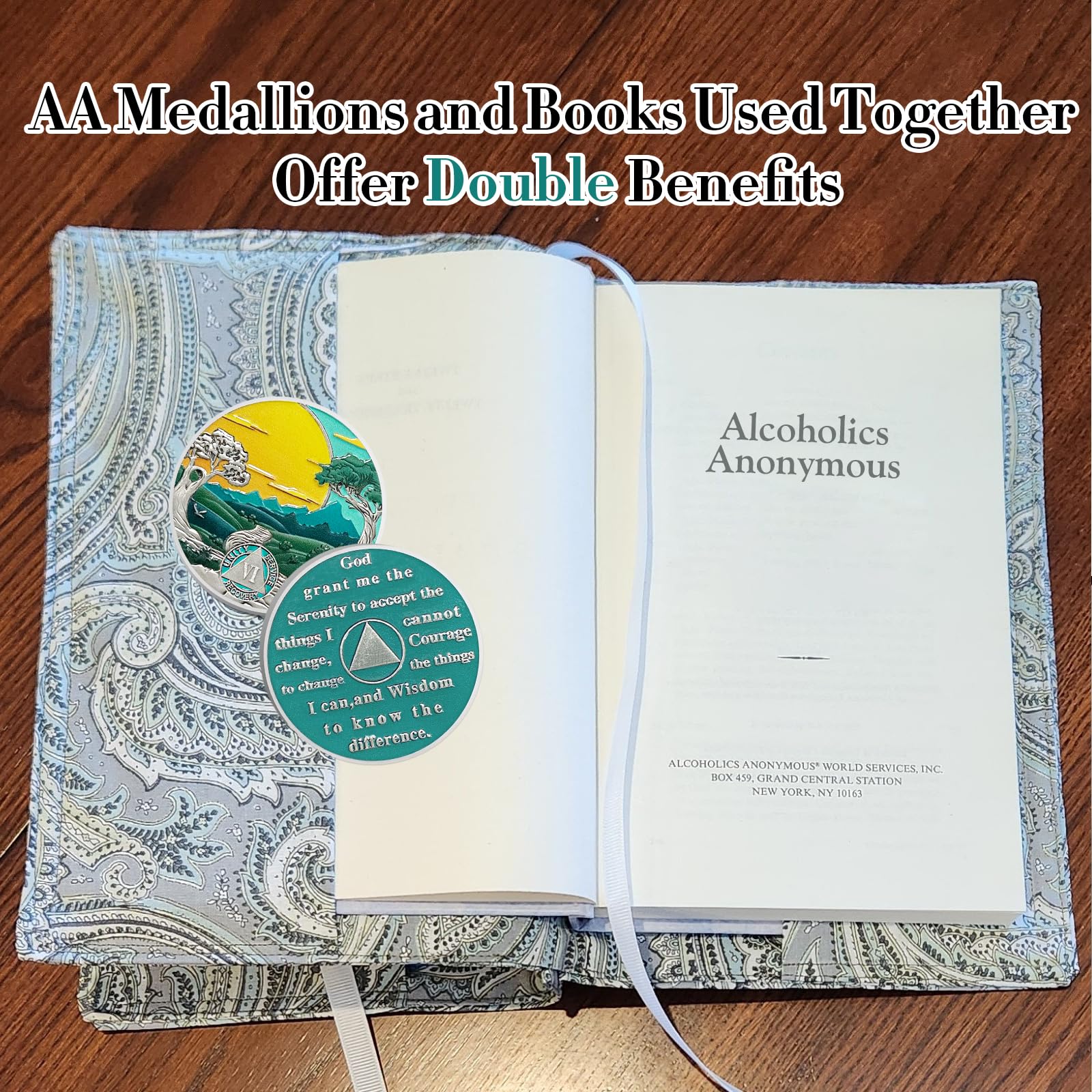 Green Forest 6 Year Sobriety Coin - AA Recovery Medallion with Mountain Tree Design - 1-20 Year Sobriety Chip for Alcoholics Anonymous - Inspirational Gift for Men & Women in Recovery - Perfect for AA Meetings, Milestone Celebrations & Personal Motivation