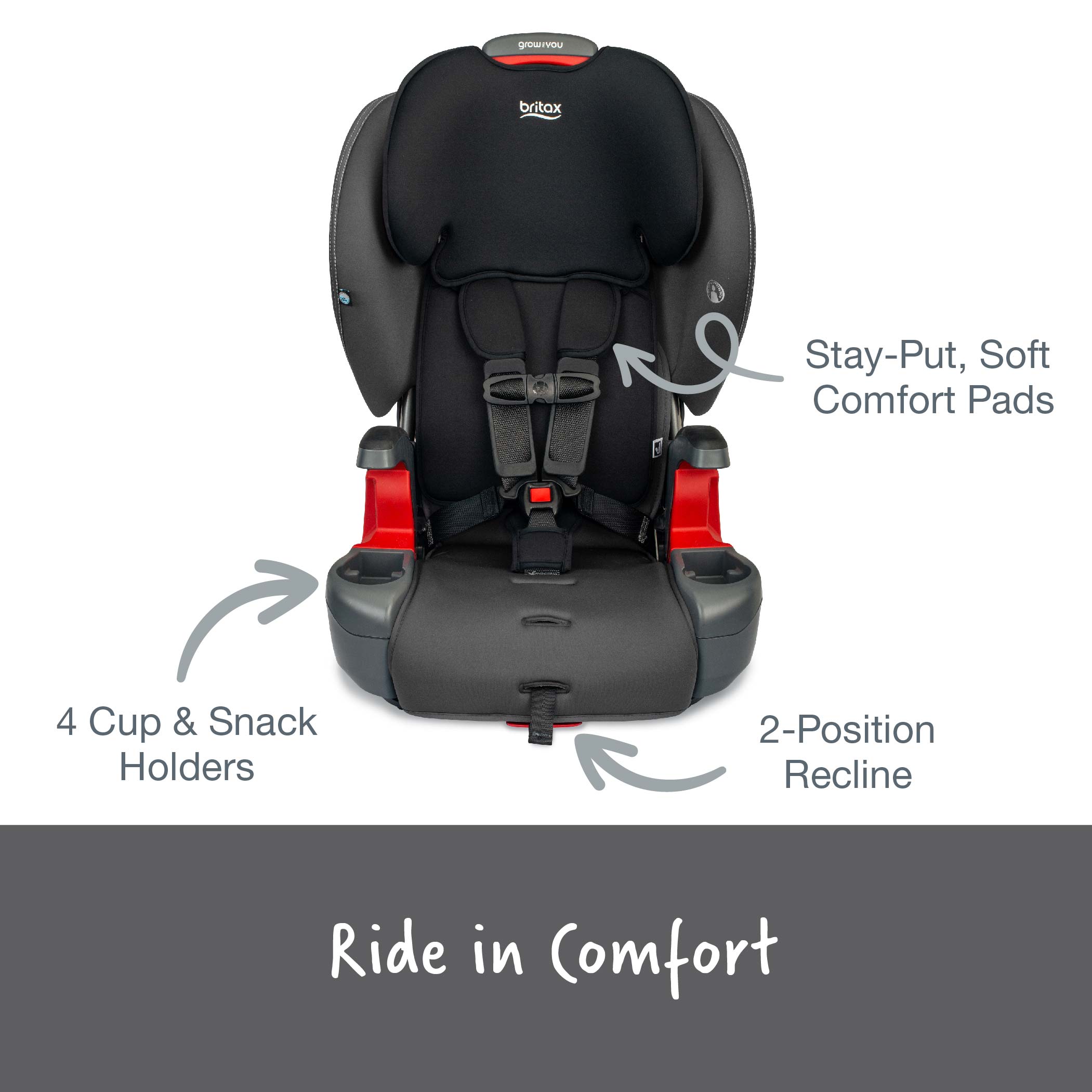 Britax Grow With You Harness 2 Booster Car Seat - Safe Convertible for Toddlers to Big Kids (40-120 lbs) | Perfect for School, Travel & Family Road Trips