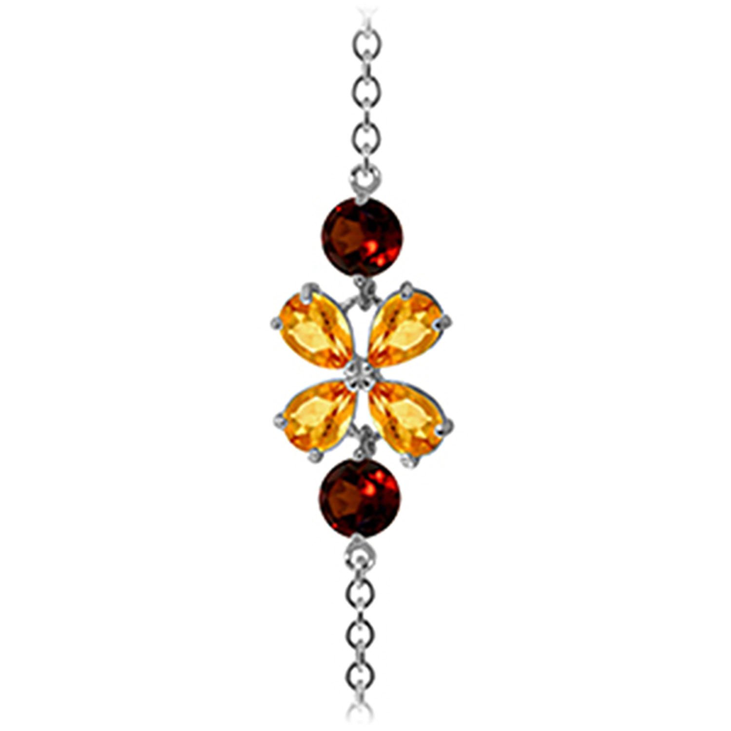 14K Solid White Gold Bracelet with 3.15 Carat Citrine & Garnet - Elegant Galaxy Gold GG Jewelry for Women | Perfect for Weddings, Anniversaries & Special Occasions