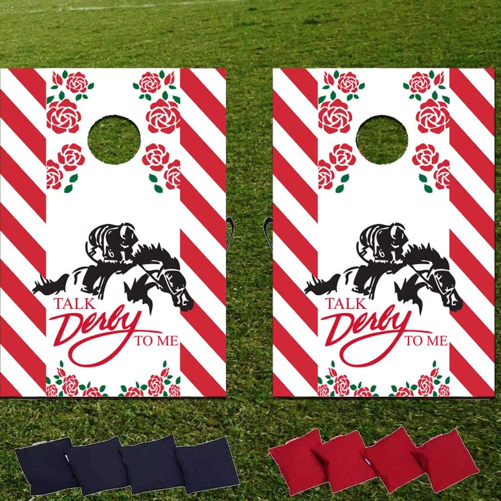 VictoryStore Horse Derby Party Supplies - 'Talk Derby to Me' Cornhole Bean Bag Toss Game Set for Tailgating, Kentucky Derby Parties & Outdoor Events
