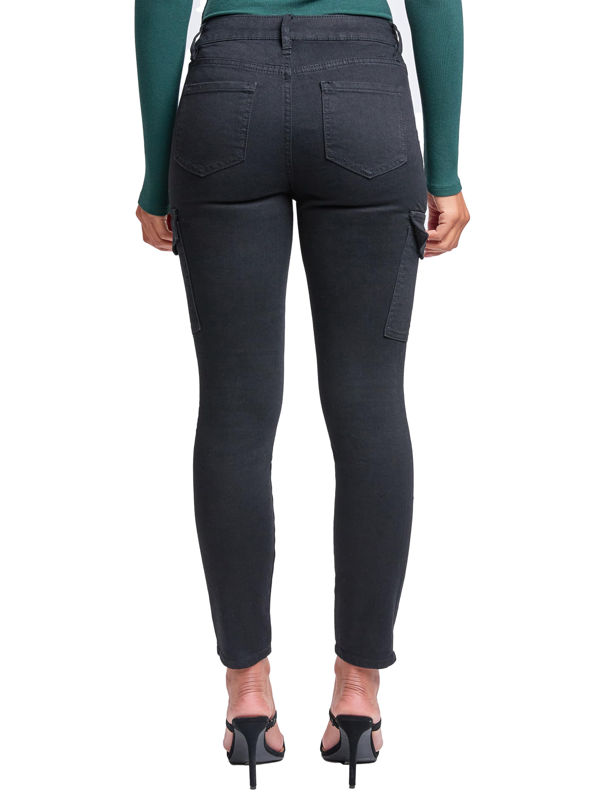 YMI Women's High Rise Skinny Cargo Jeans - Stretch Denim Pants with Pockets | Trendy Casual & Workwear for Everyday Comfort