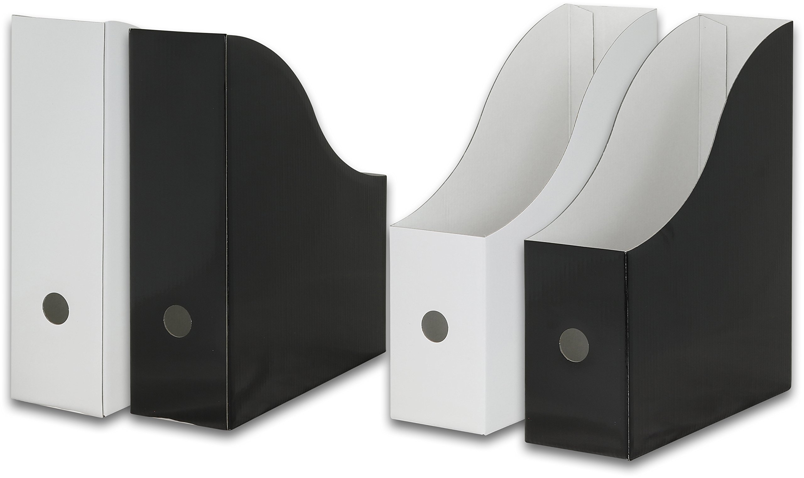 Simple Houseware Magazine File Holder Organizer Box - 12 Pack Black & White Storage Solution for Office, Home, or Classroom Organization