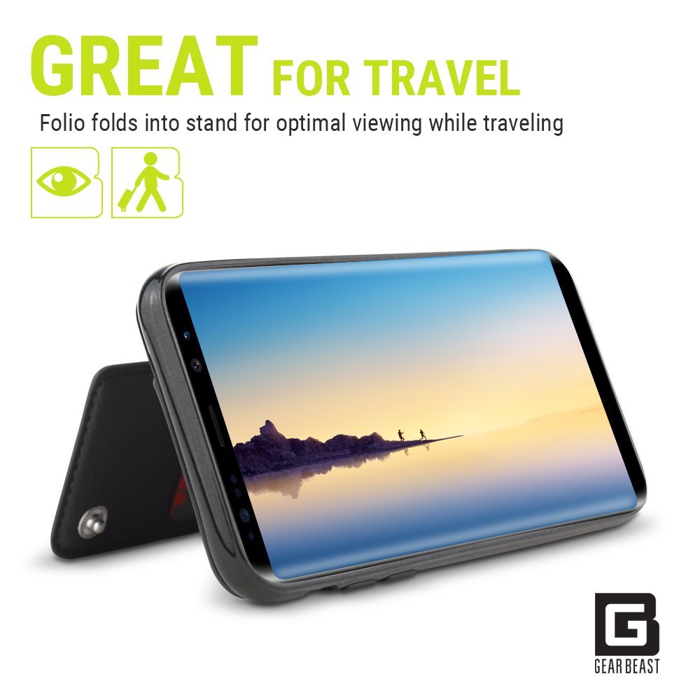 Premium Genuine Leather Wallet Case for Samsung Galaxy Note 8 - Slim Protective Flip Cover with 5 Card Slots & Clear ID Window | Perfect for Everyday Carry, Business Meetings & Travel