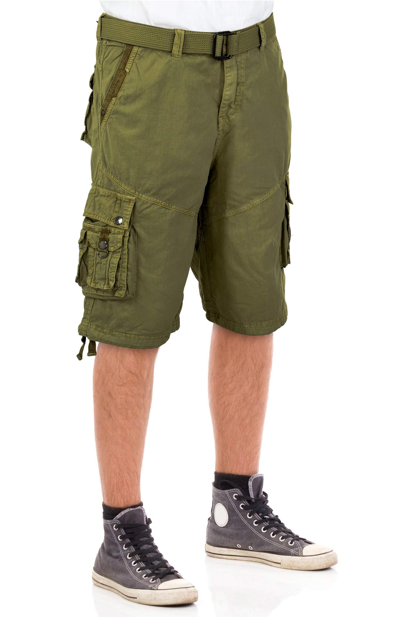 North 15 Men's Cargo Shorts - Military Style Cotton Shorts with Belt & Multiple Pockets | Perfect for Outdoor Activities, Hiking, and Casual Wear