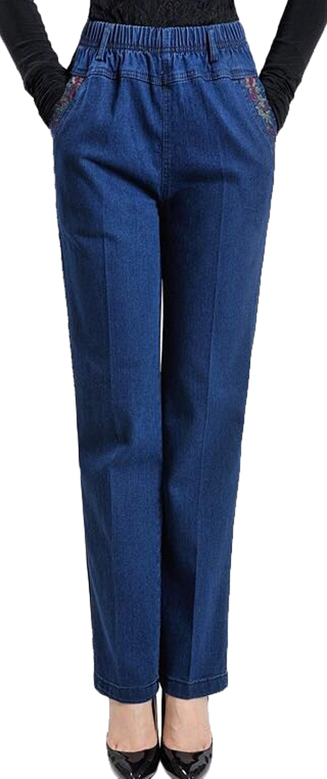 Youhan Women's Stretch Elastic Waist Pull-On Jeans - Comfortable Casual Pants for Work, Travel & Everyday Wear