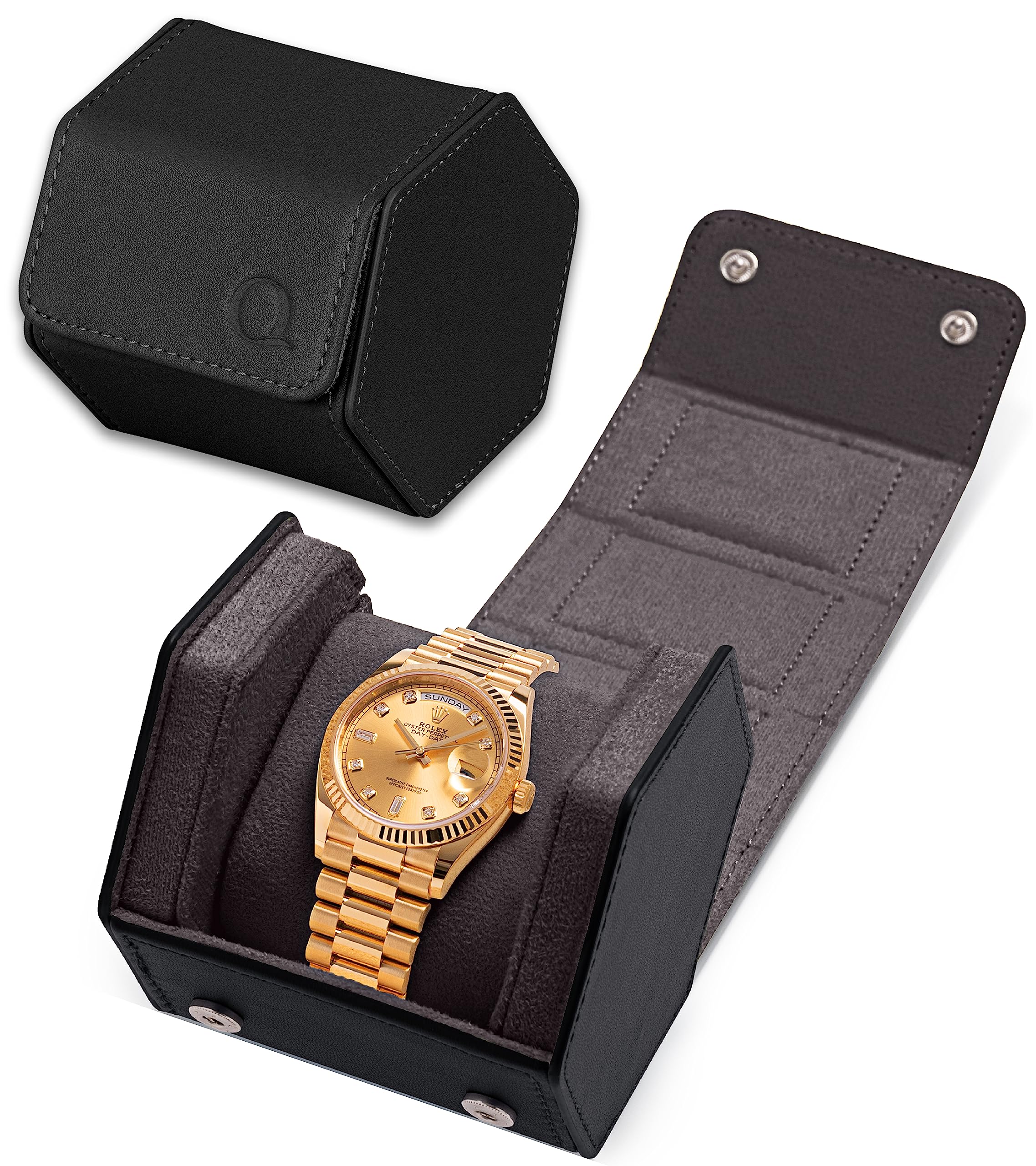 Genuine Leather Watch Case for Men - Travel Storage & Display Holder - for Home & Travel Use