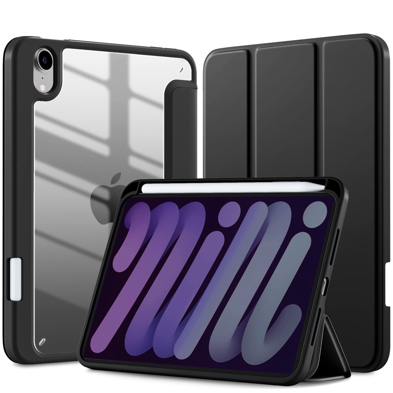 Mastten iPad Mini 7 Case with Pencil Holder - Slim Hybrid Clear Back Cover for iPad Mini 7th/6th Generation (2024/2021) 8.3 Inch - Auto Wake/Sleep Protection - Perfect for Kids, Students & Professionals On-The-Go