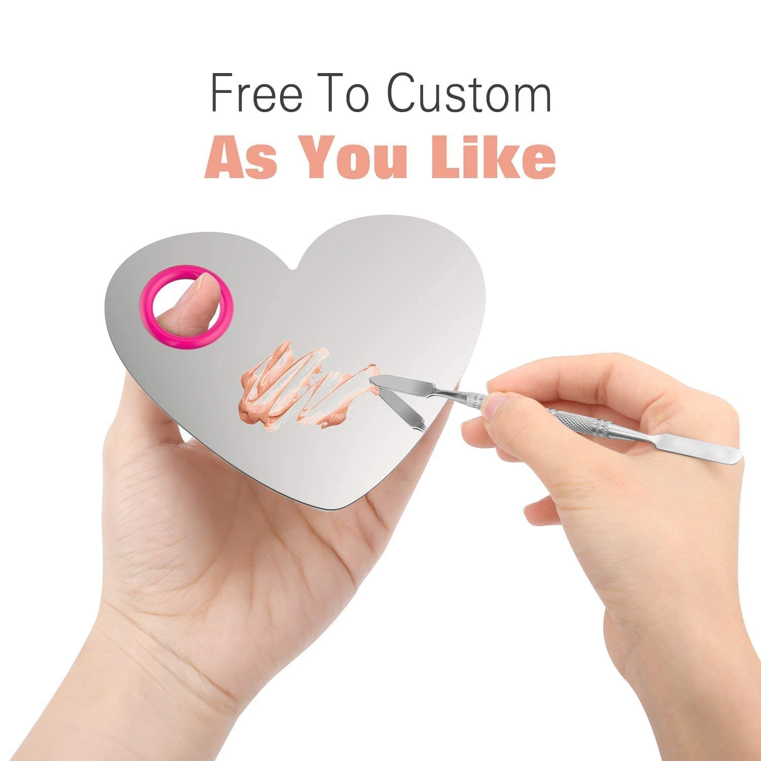 Heart-Shaped Makeup Palette Spatula - Stainless Steel Cosmetic Blending Tool for Foundation & Concealer | Professional Makeup Artist Kit | Perfect for Salon, Home Makeup & Travel Beauty Essentials