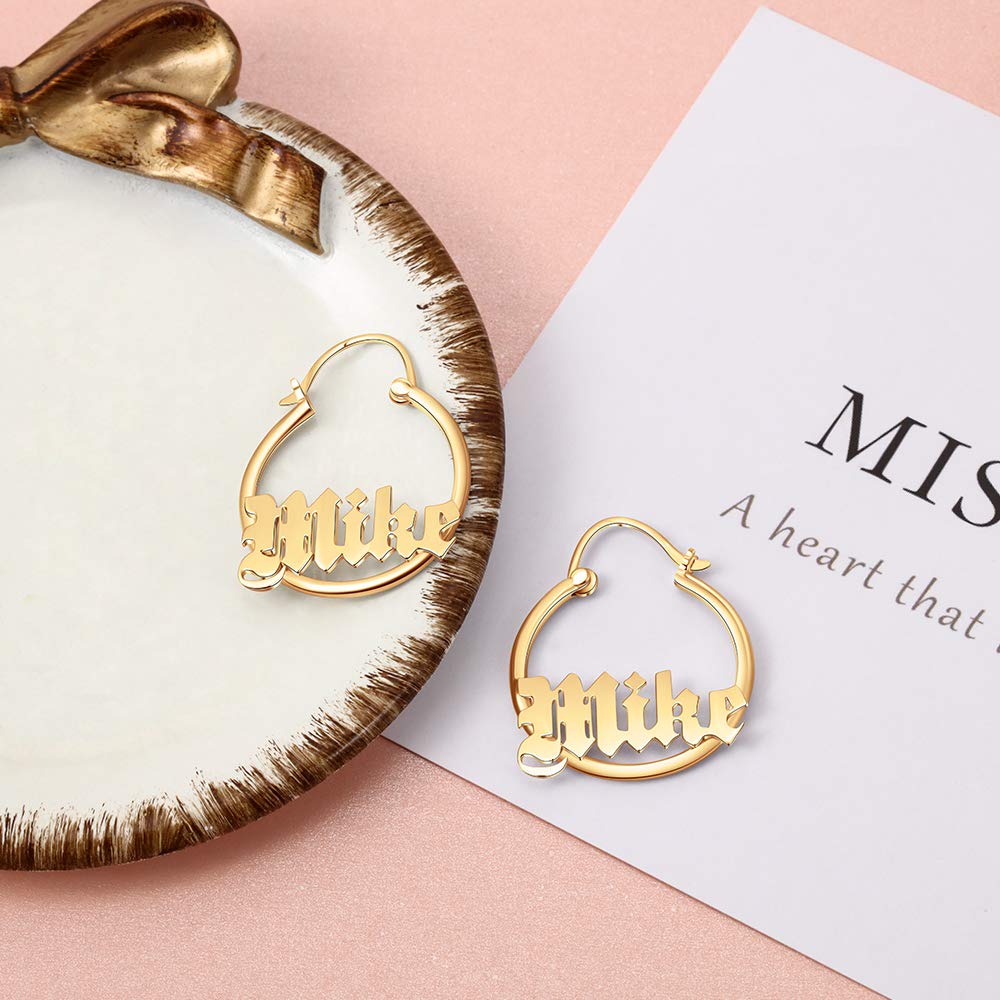 Personalized Name Bamboo Hoop Earrings - Custom Oversized Hip Hop Earrings for Women, Wife, Mom, Daughter & Sister - Perfect for Birthday, Graduation & Special Occasions - Unique Gift Idea for Friends & Loved Ones