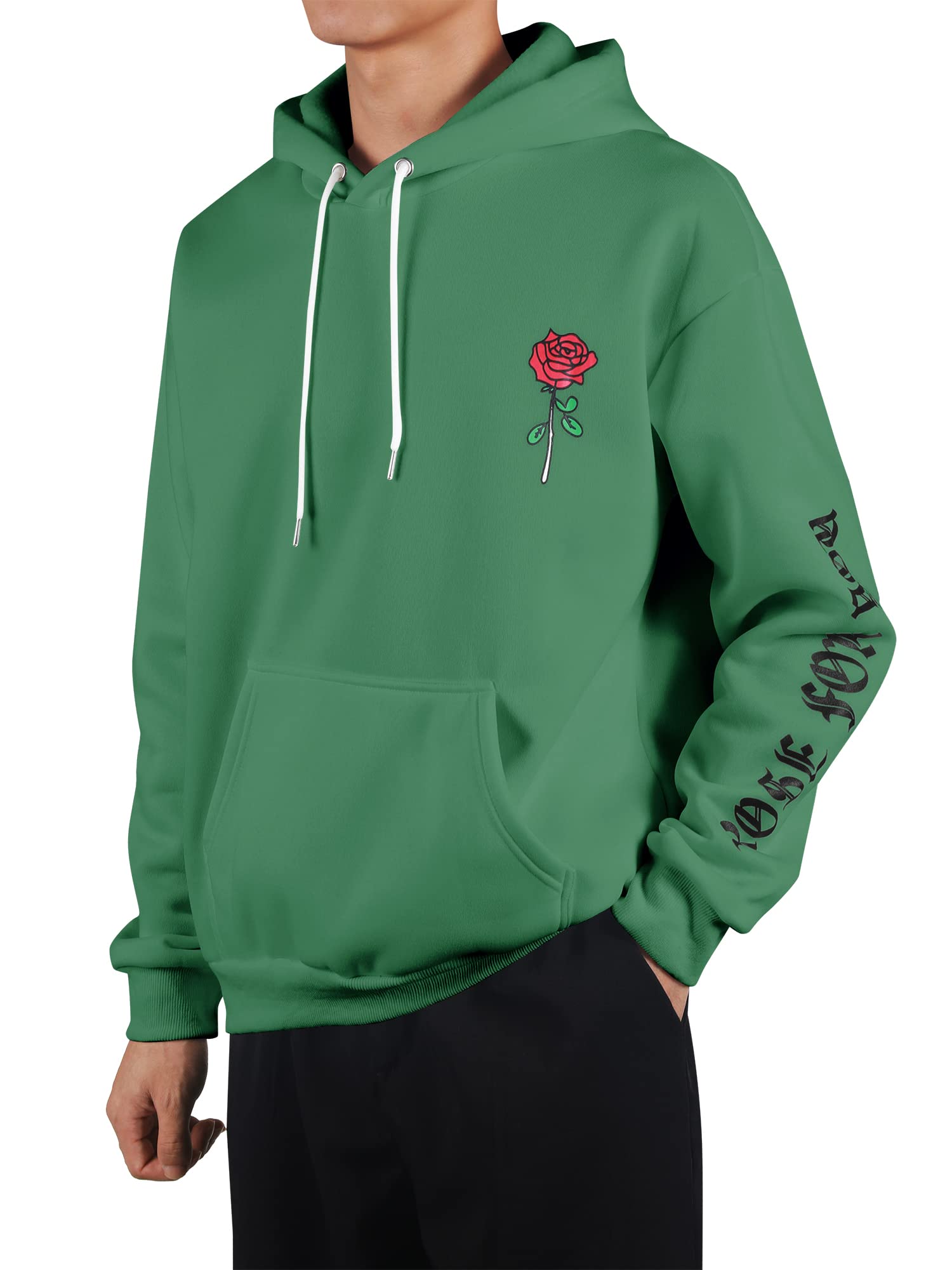 ZAFUL Men's & Women's Fleece Sweatshirt - Unisex Rose Letter Graphic Hoodie with Kangaroo Pockets | Cozy Pullover for Casual Wear, Street Style & Winter Outfits
