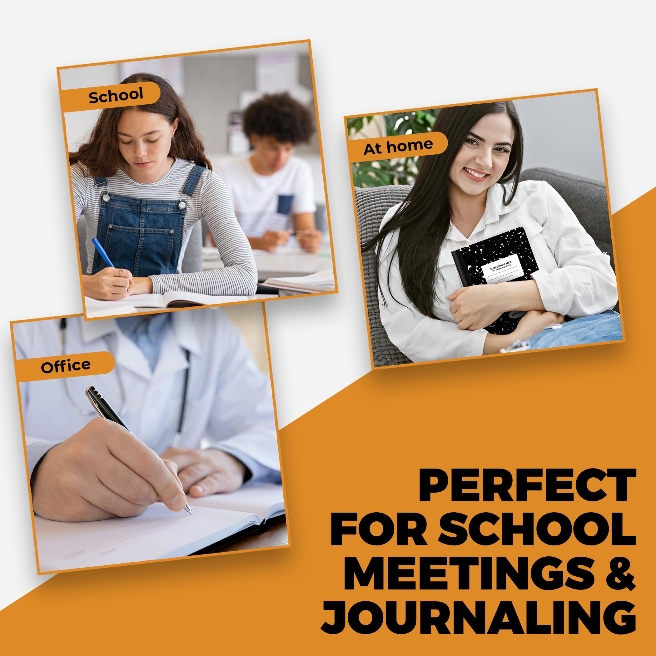 5-Pack Wide Ruled Composition Notebooks for School & College - 100 Sheets Each, 9.75