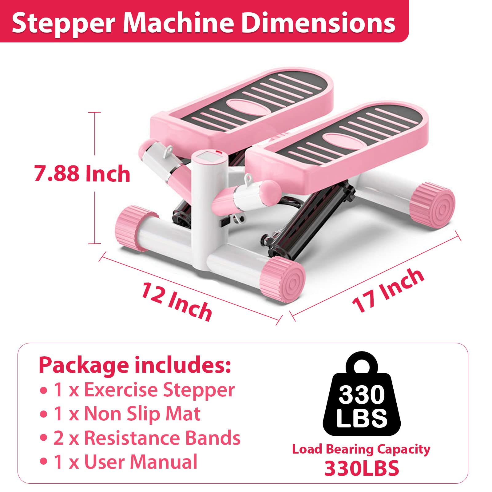 Portable Stepper Machine for Home & Office Workout - Mini Stair Climber Exercise Equipment for Cardio, Leg & Glute Training - Perfect for Small Spaces, Desk Workouts & Home Gym Fitness