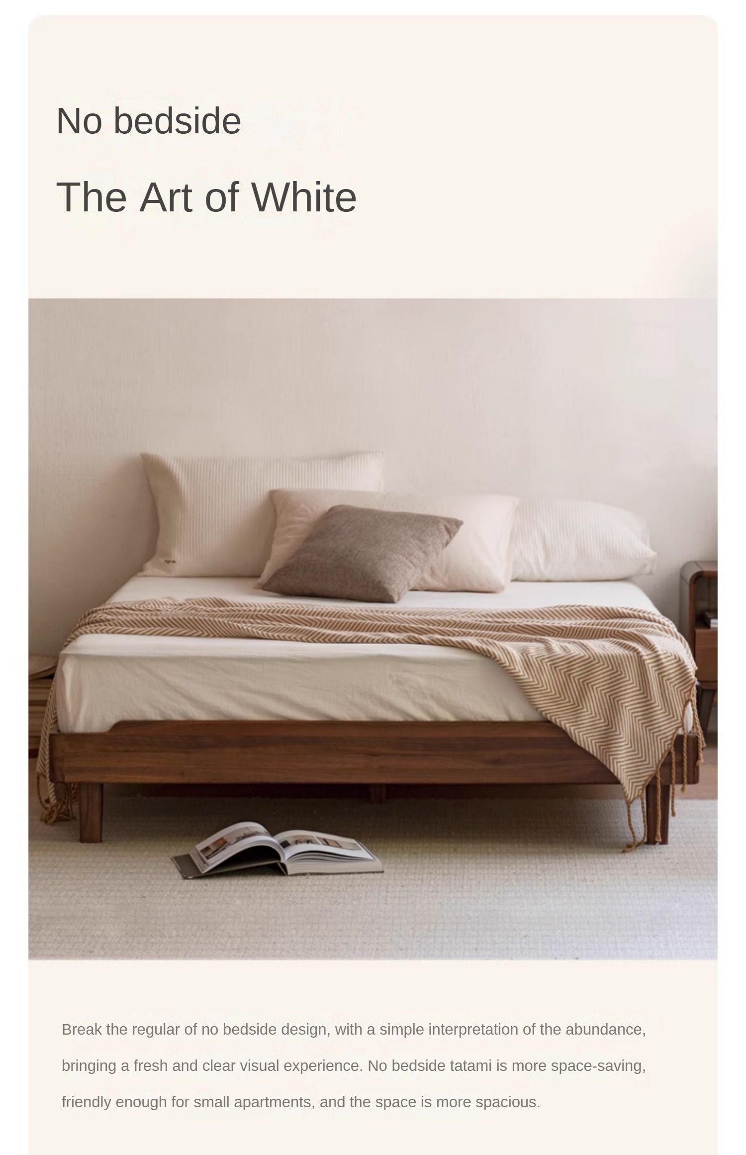 Solid Wood Platform Bed in Black Walnut & Ash - Headboard-Free Modern Bed Frame for Bedroom, Guest Room, or Dorm