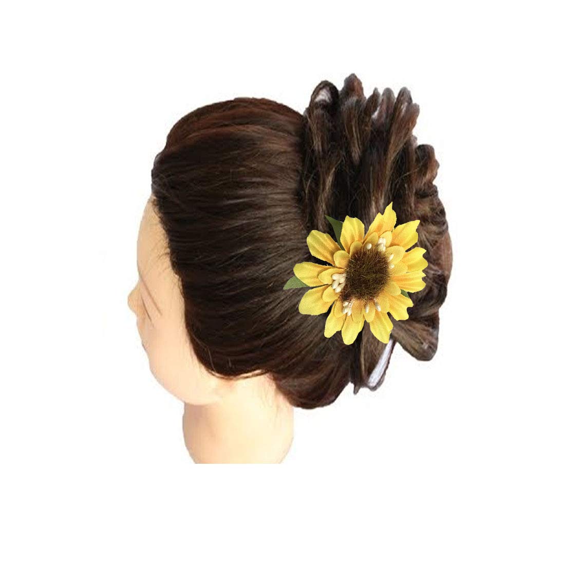 Arooman™ Set of 4 Flower Hair Pins - Elegant Bun & Hairstyle Accessories for Women & Girls (Yellow) | Perfect for Weddings, Parties & Everyday Styling