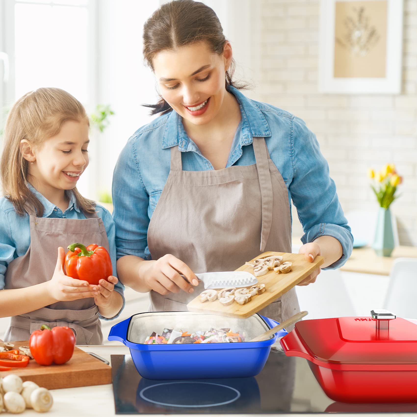 **iMARKU 5 Quart Enameled Cast Iron Dutch Oven – Nonstick Braiser Pan, Oven & Stovetop Safe (Up to 550°F), Heavy Duty & Easy Clean – Perfect for Slow Cooking, Baking, Roasting & Camping**