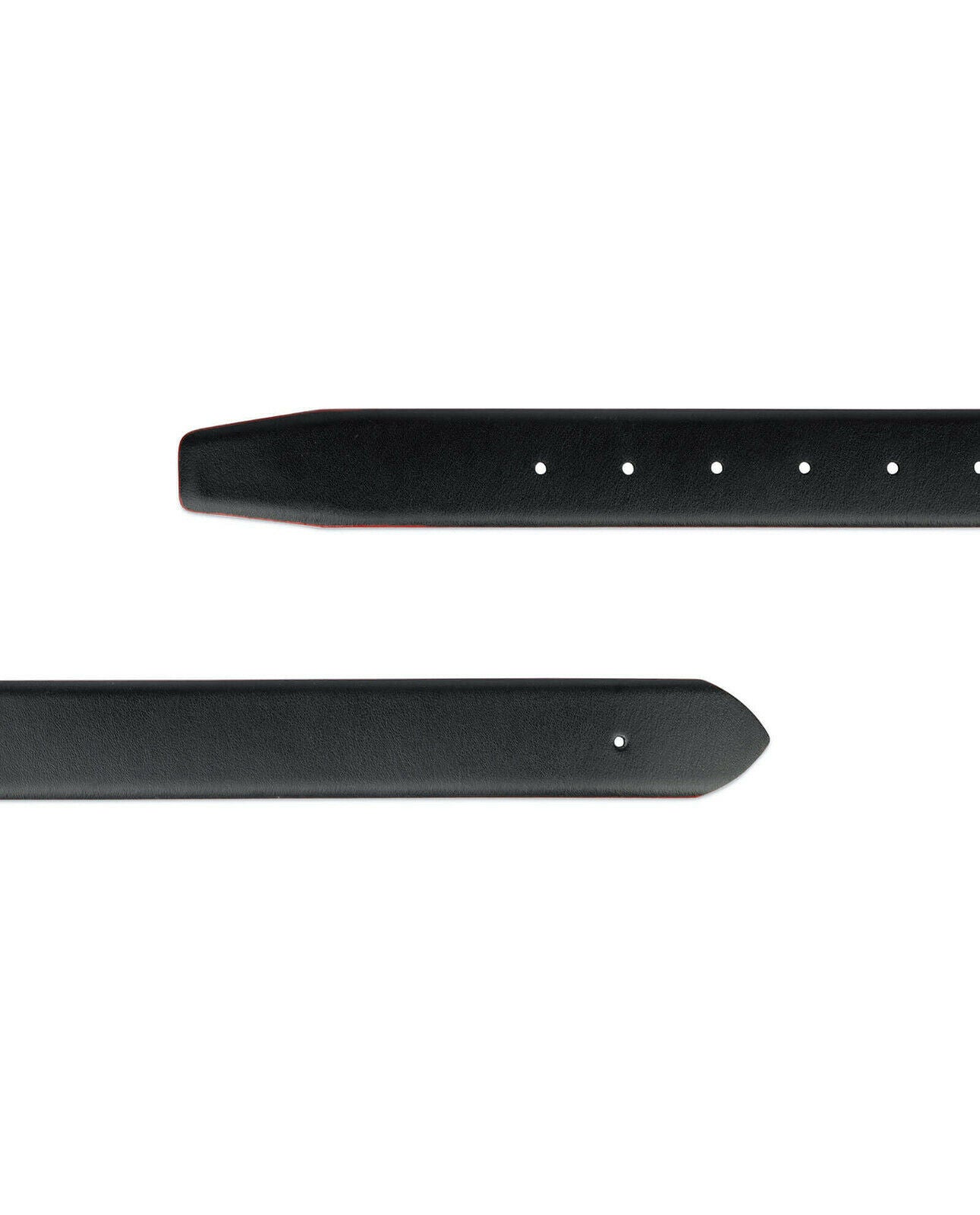 Genuine Ferragamo Black Leather Belt Straps Without Buckle - Red Edge Trim for Men's Fashion & Formal Wear