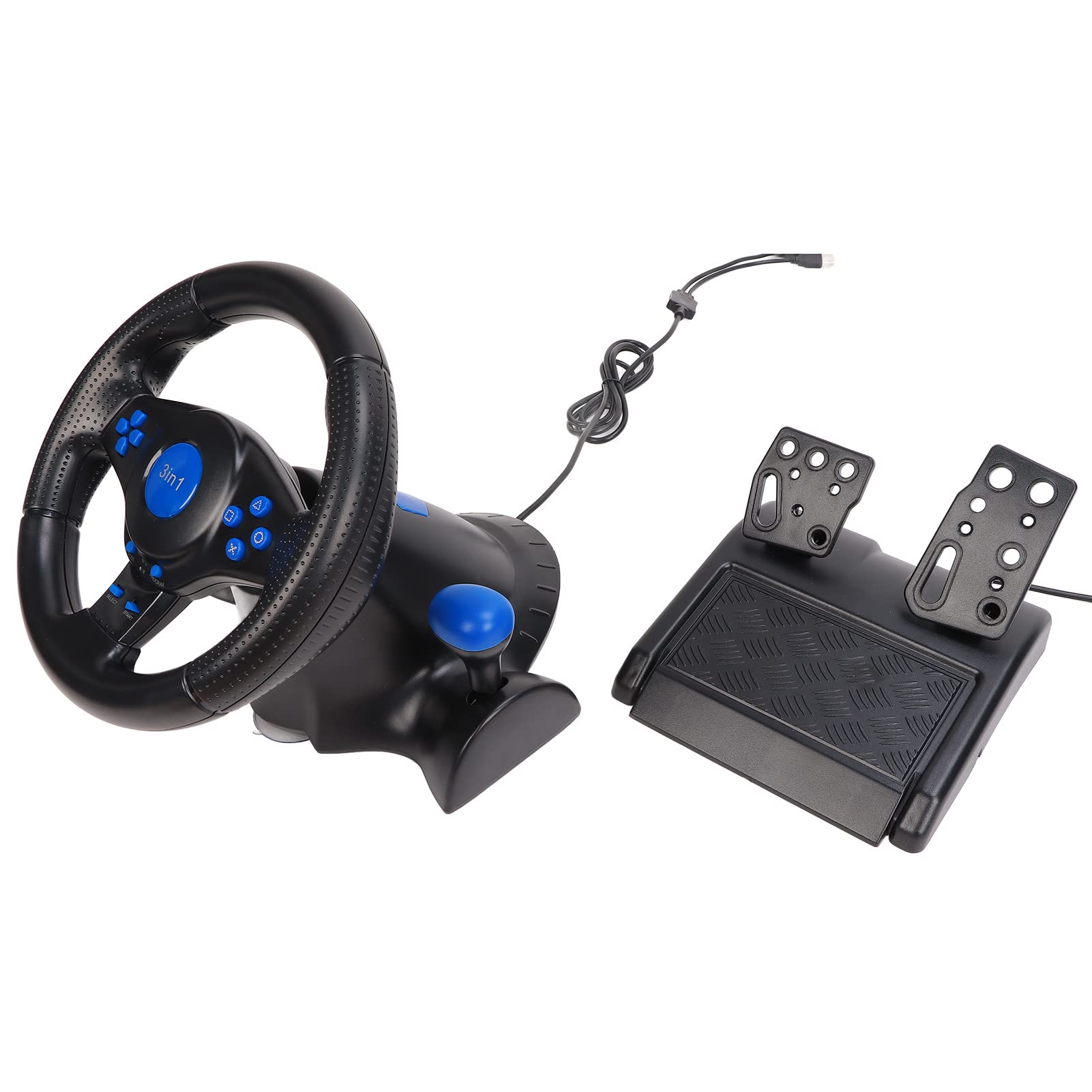 Wendeekun 3-in-1 Racing Wheel - 180° Rotation USB Game Controller for PC/PS2 - Perfect for Racing Simulators & Gaming Setups