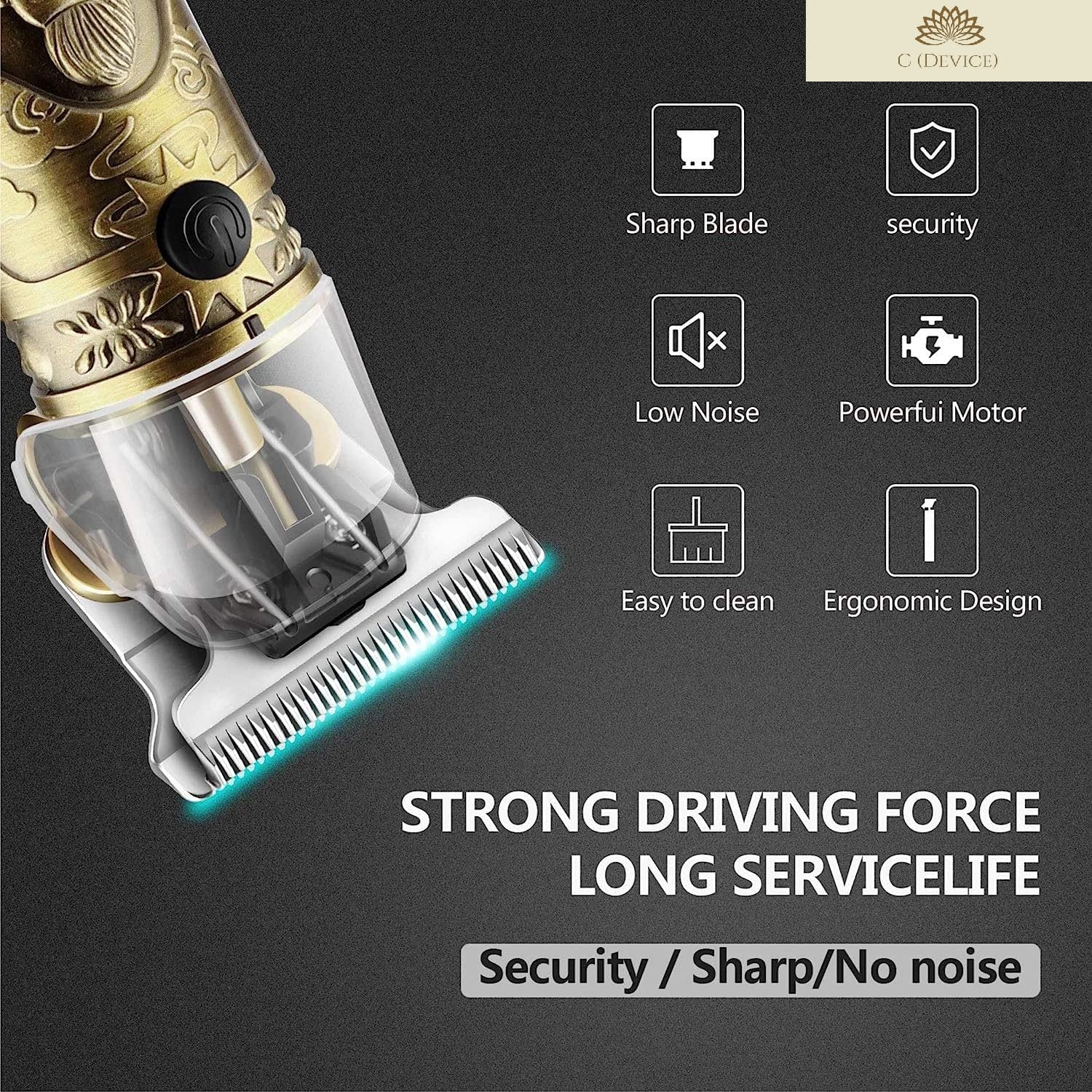 Professional Men's Hair & Beard Trimmer - Adjustable Blade Clipper, Body Groomer & Shaver with Metal Body for Precise Close Cuts | Perfect for Home Grooming, Travel & Professional Barbershop Use