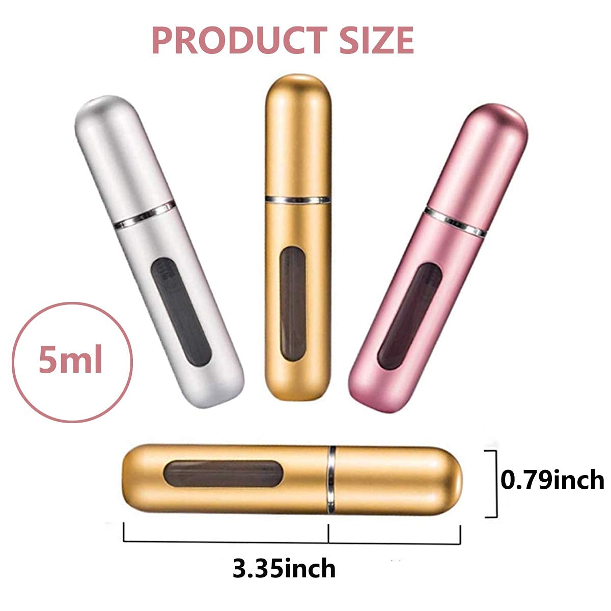 ASZTRIK 3-Pack 5ml Refillable Perfume Spray Bottles - Portable Mini Empty Perfume Atomizer with Scent Pump for Travel, Gym, Purse & On-The-Go (Multicolor) | Leak-Proof Essential Oil Dispenser for Fragrance Lovers
