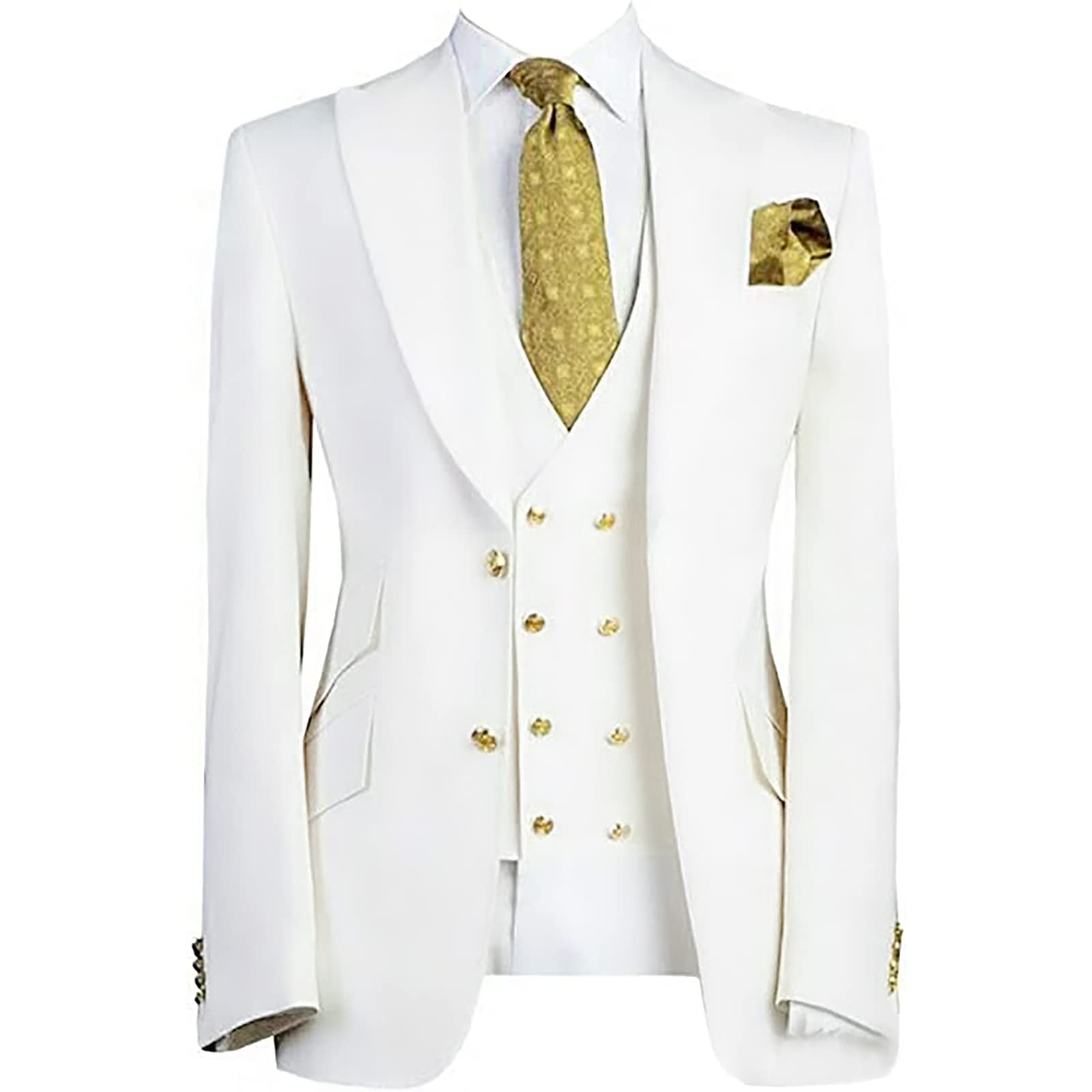 GATMSTZ Men's Slim Fit 3-Piece Formal Suit Set - Peak Lapel 2-Button Jacket, Vest & Pants | Business, Wedding & Office Attire