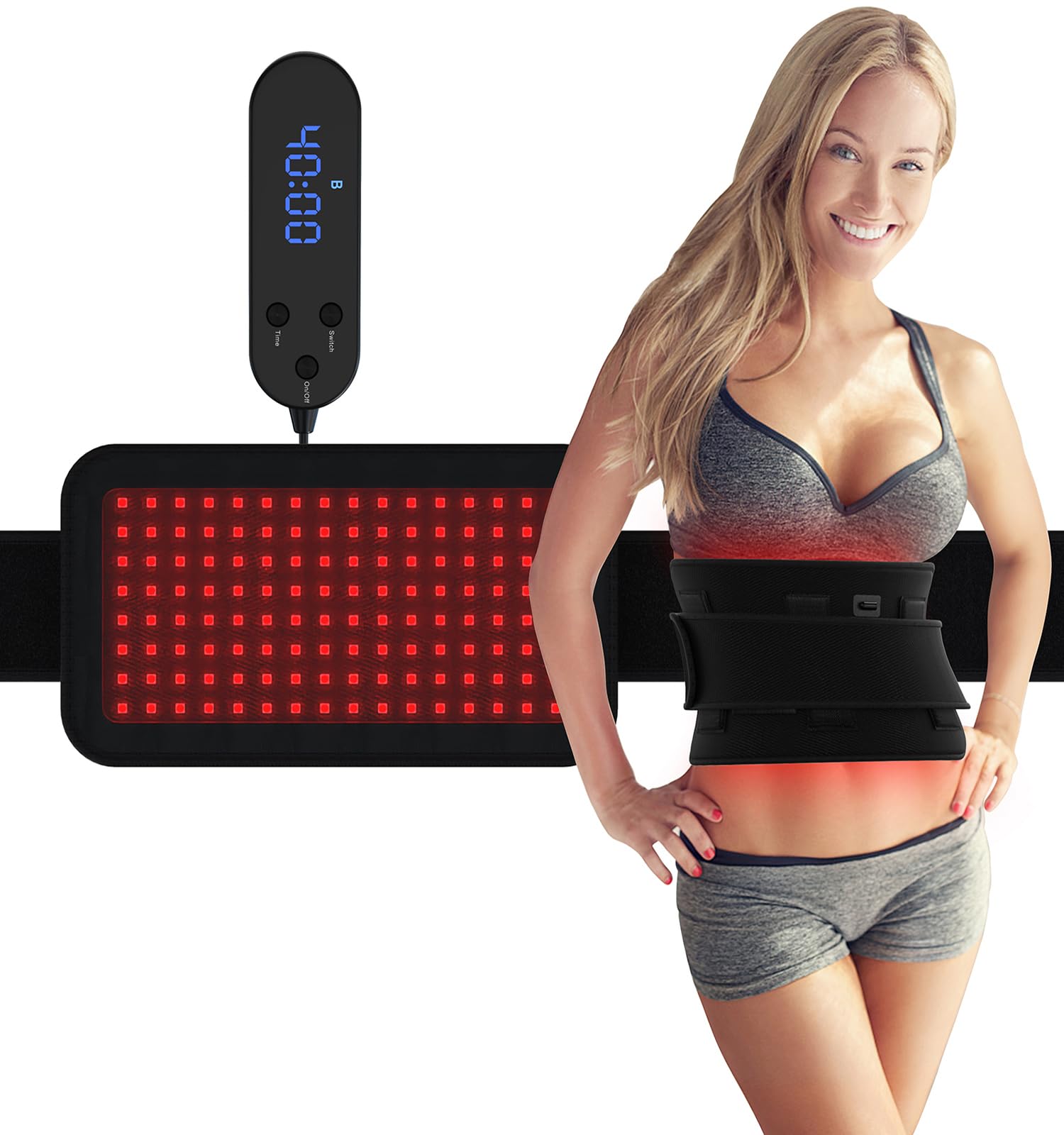 iKeener Red Light Therapy Belt - 384 LED Medical Grade Beads for Pain Relief, Inflammation & Joint/Back Pain | Flexible & Detachable Deep Tissue Pad with Timer | Home Use for Muscle Recovery, Arthritis & Skin Rejuvenation