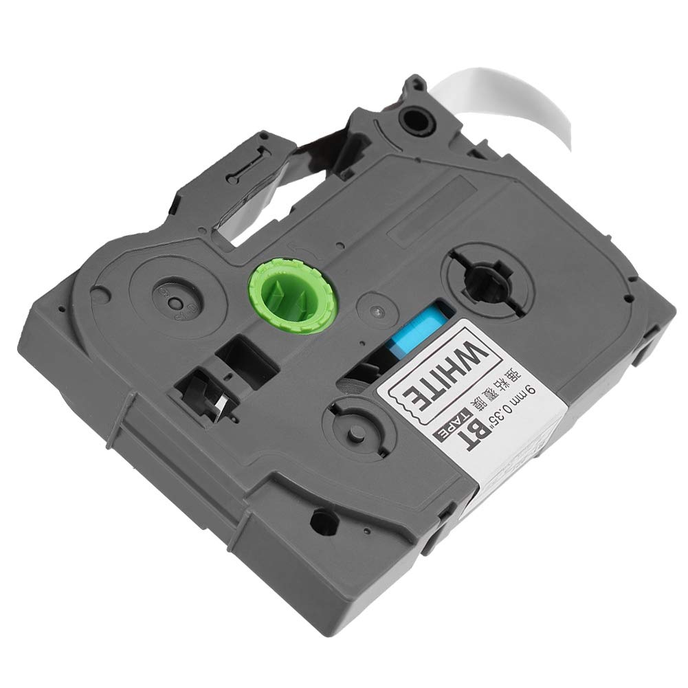 ASHATA 9mm Laminated Labeling Tape - Black on White, Compatible with TZe-221, Intelligent Sensing for PVC Casing, Heat Shrinkable Tubes & Stickers | Perfect for Cable Management, Wire Labeling & Organization