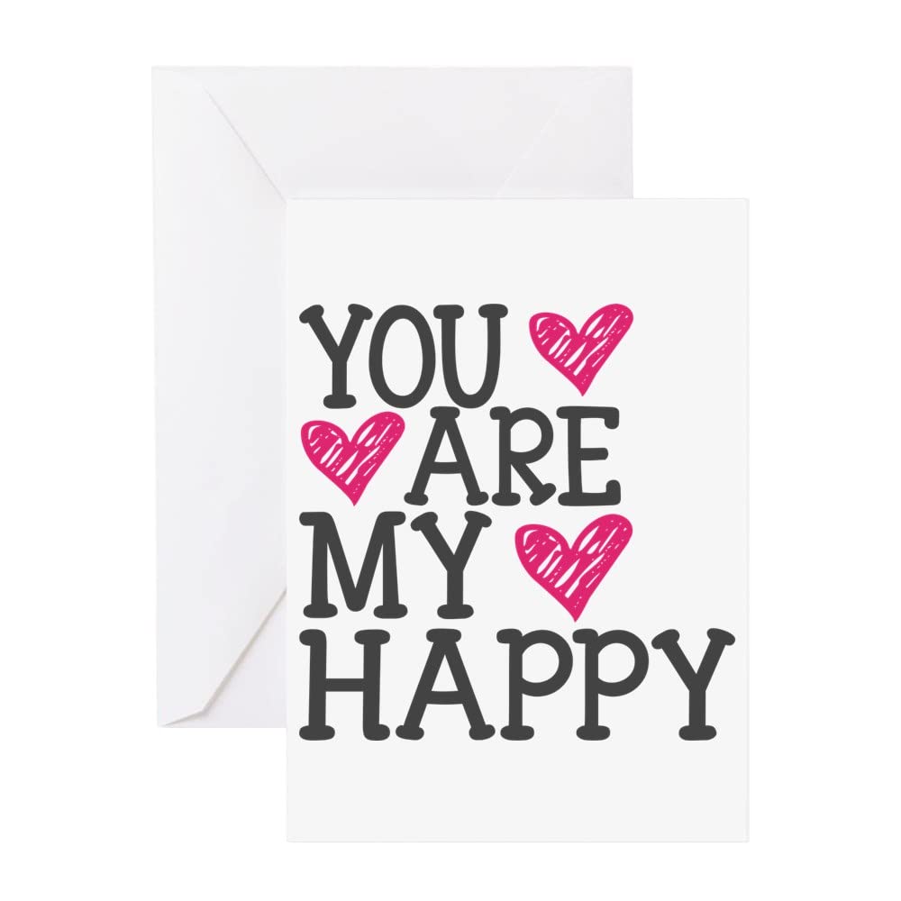 You Are My Happy Love Greeting Cards - Blank Inside Matte Note Cards for Birthday, Anniversary & Special Occasions | Perfect for Couples, Friends & Family