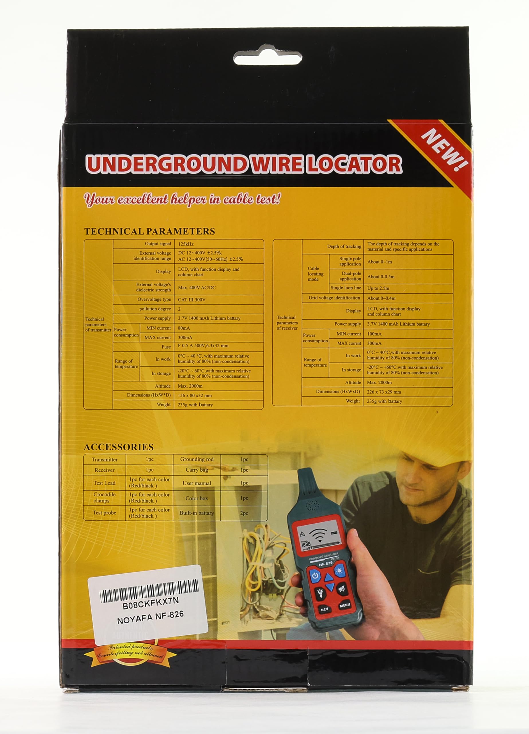 NOYAFA NF-826 Underground Cable Tester - Wire Locator & Pipeline Detector for Wall & Short Circuit Testing