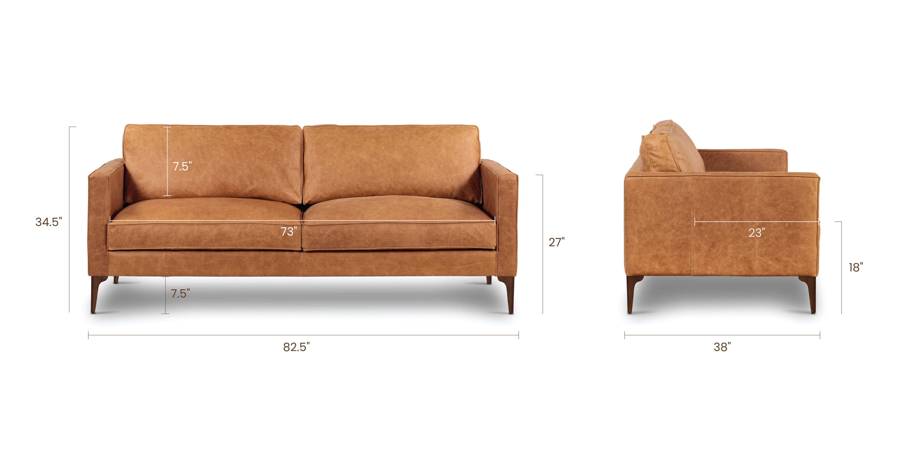 Premium Mateo Genuine Leather Sofa - Modern Luxury Living Room Furniture for Home & Office - Comfortable & Durable Leather Couch for Relaxing, Entertaining & Stylish Decor
