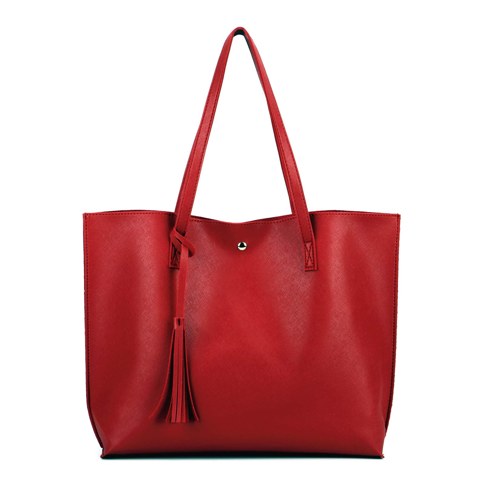 Stylish Women's PU Faux Leather Tote Bag with Tassel - Top Handle Satchel Shoulder Purse for Work, Travel & Everyday Use