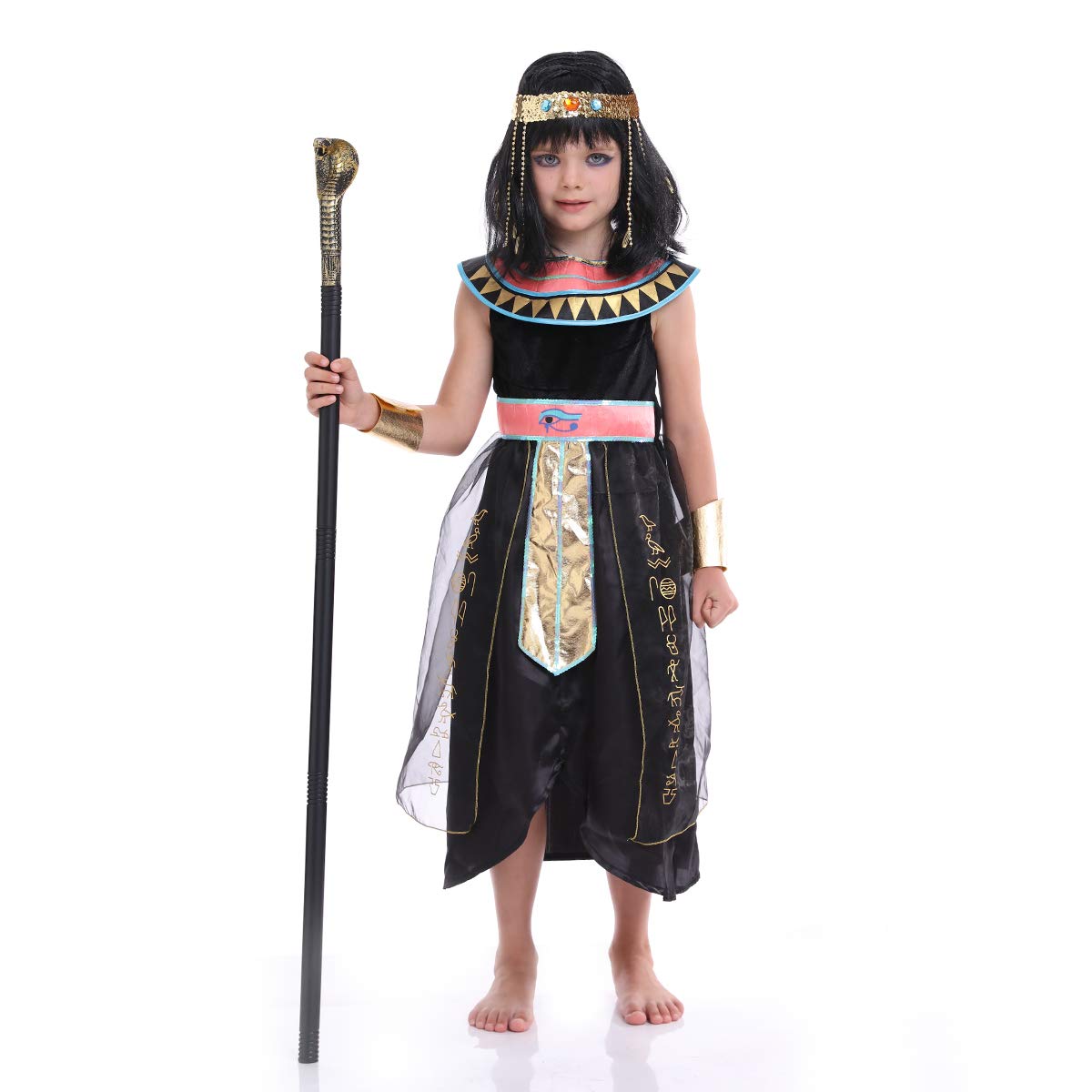 Egyptian Cleopatra Costume for Girls - Pink & Black Nile Queen Halloween Outfit, Historical Pharaoh Princess Dress for Kids | Perfect for Halloween Parties, School Plays, and Themed Events