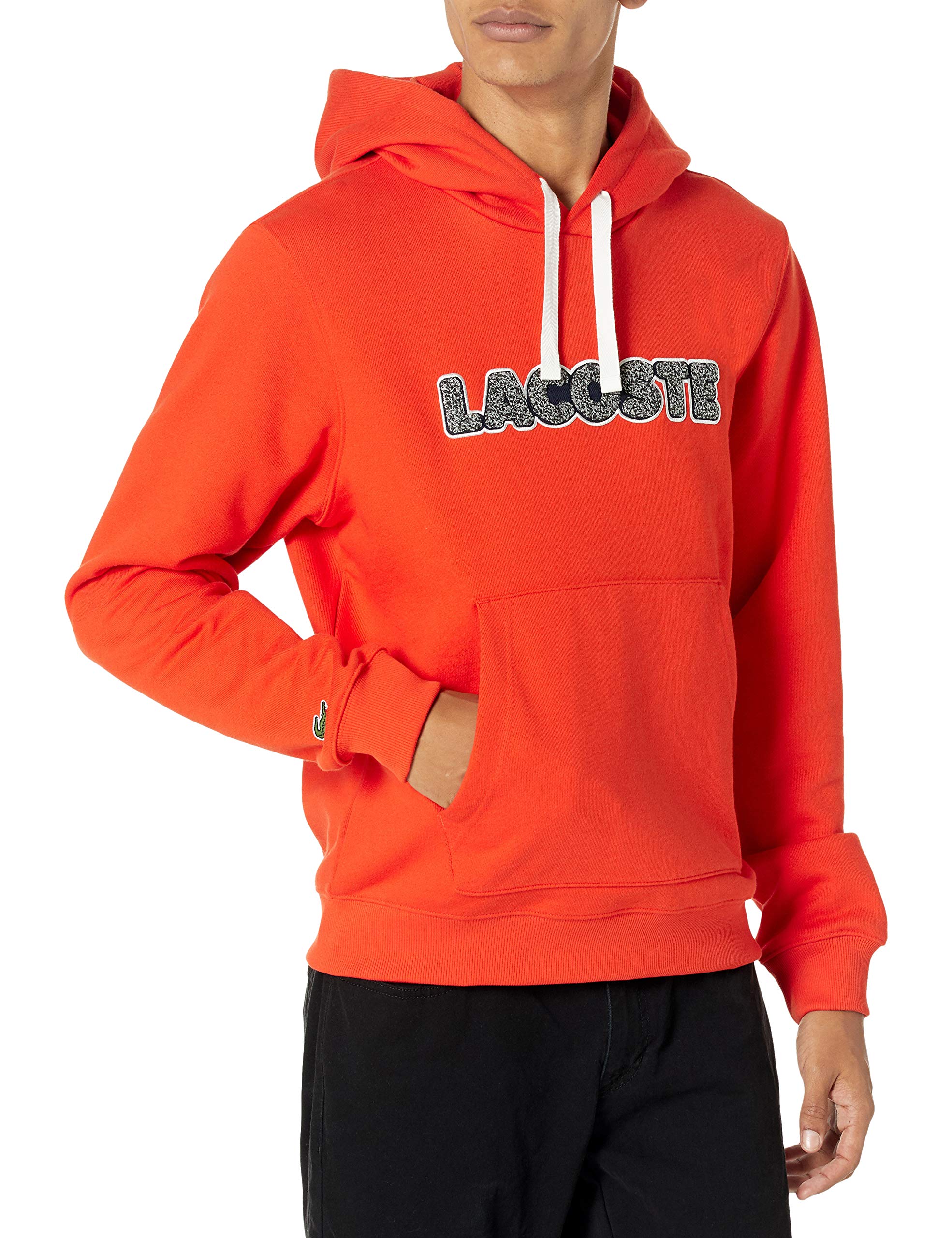 Lacoste Men's Chenille Graphic Hoodie Sweatshirt - Soft Cotton Pullover for Casual Wear, Street Style & Lounge Comfort