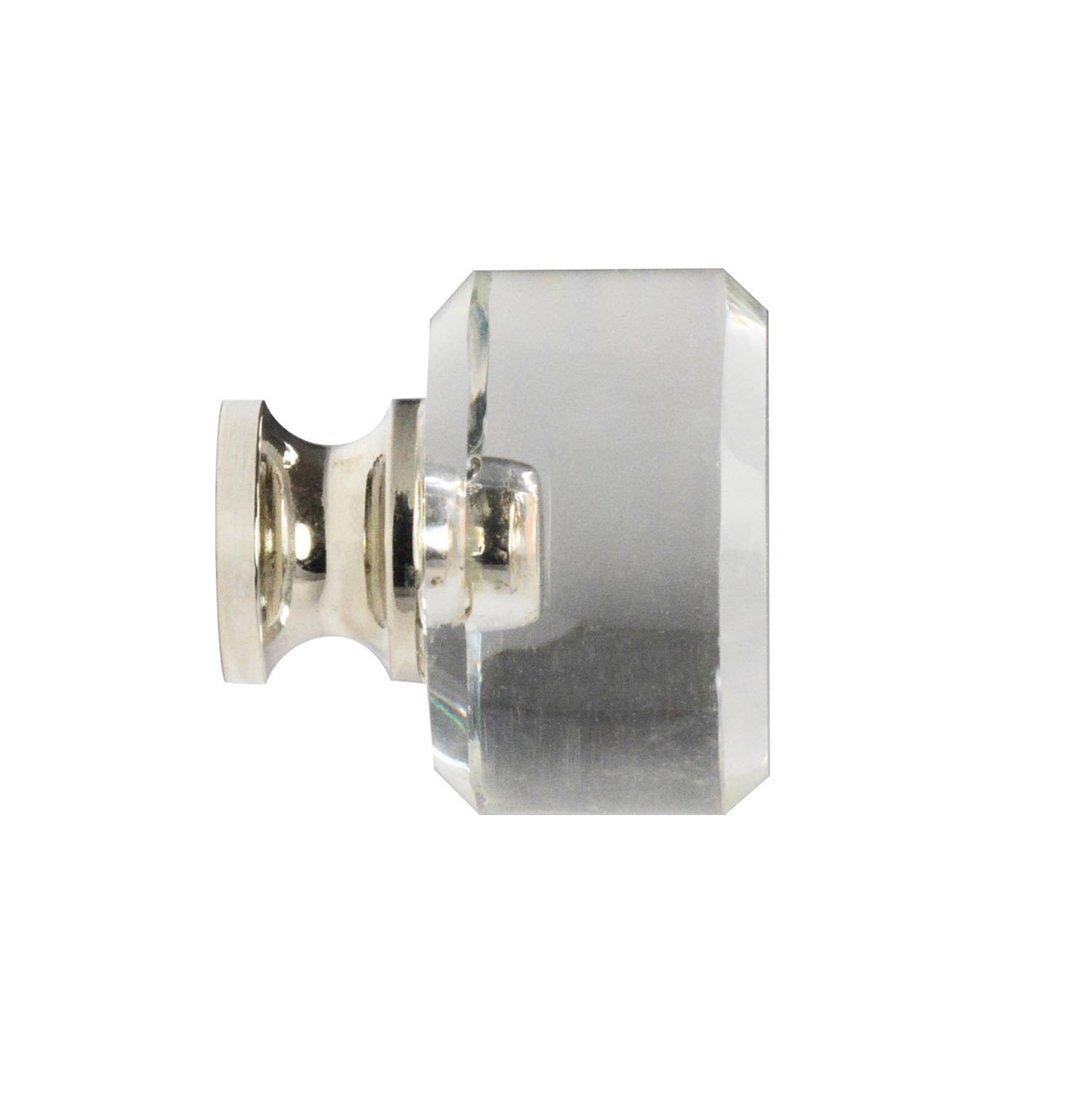 CKP #G-100 Elegant Clear Glass Cabinet Knobs with Polished Nickel Base - Set of 10 - Perfect for Kitchen Cabinets, Dressers & Home Decor