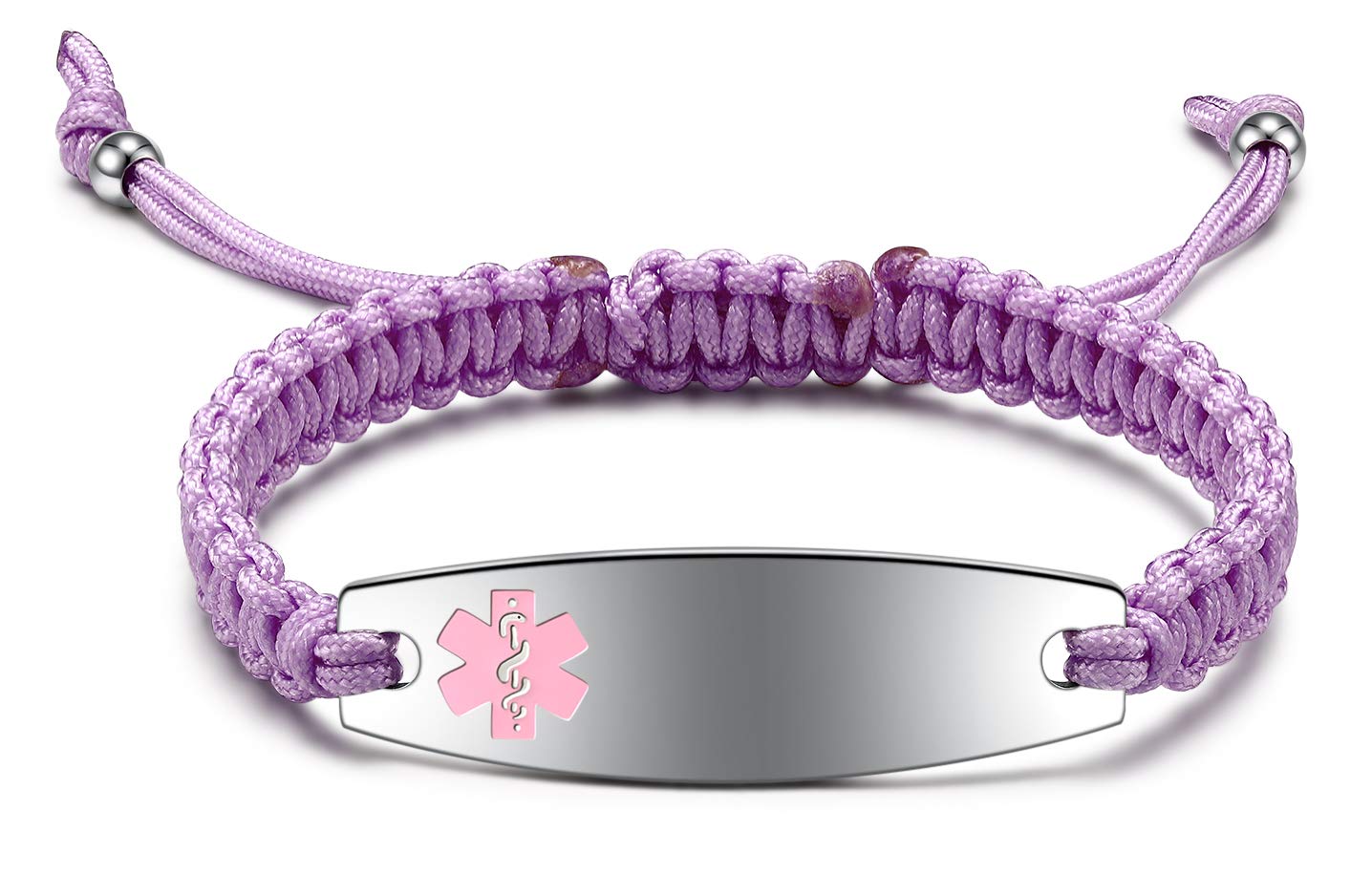 Custom Medical Alert Bracelets for Women - Free Engraving, Adjustable 6.5-8.5 Inches, Nylon Handmade Braided Rope ID Bracelet | Perfect for Allergies, Diabetes & Emergency Medical Identification
