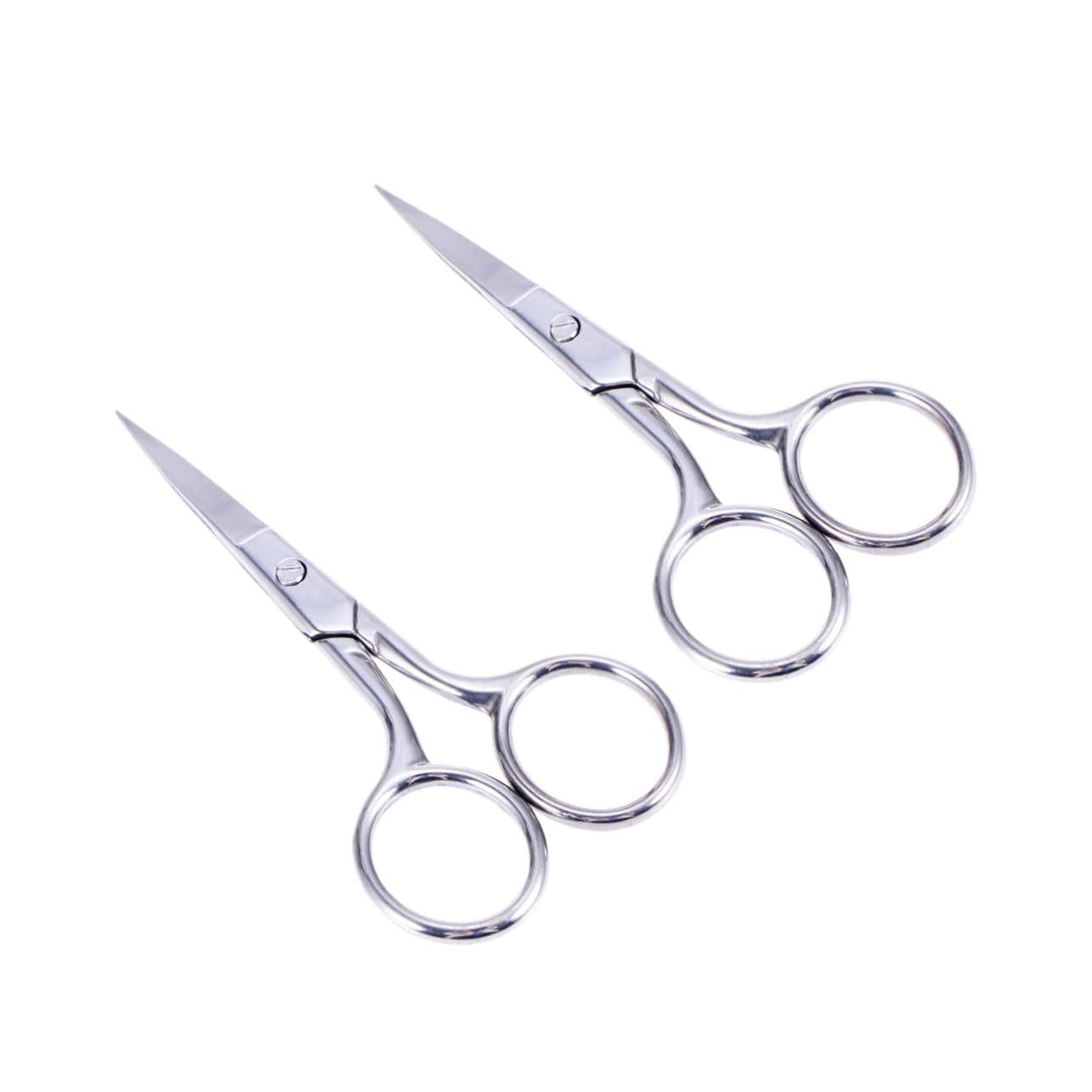 2-Pack Professional Eyebrow & Nose Hair Scissors - Stainless Steel Facial Grooming Scissors for Precise Trimming - Perfect for Eyebrow Shaping, Nose Hair & Beard Trimming at Home or Salon