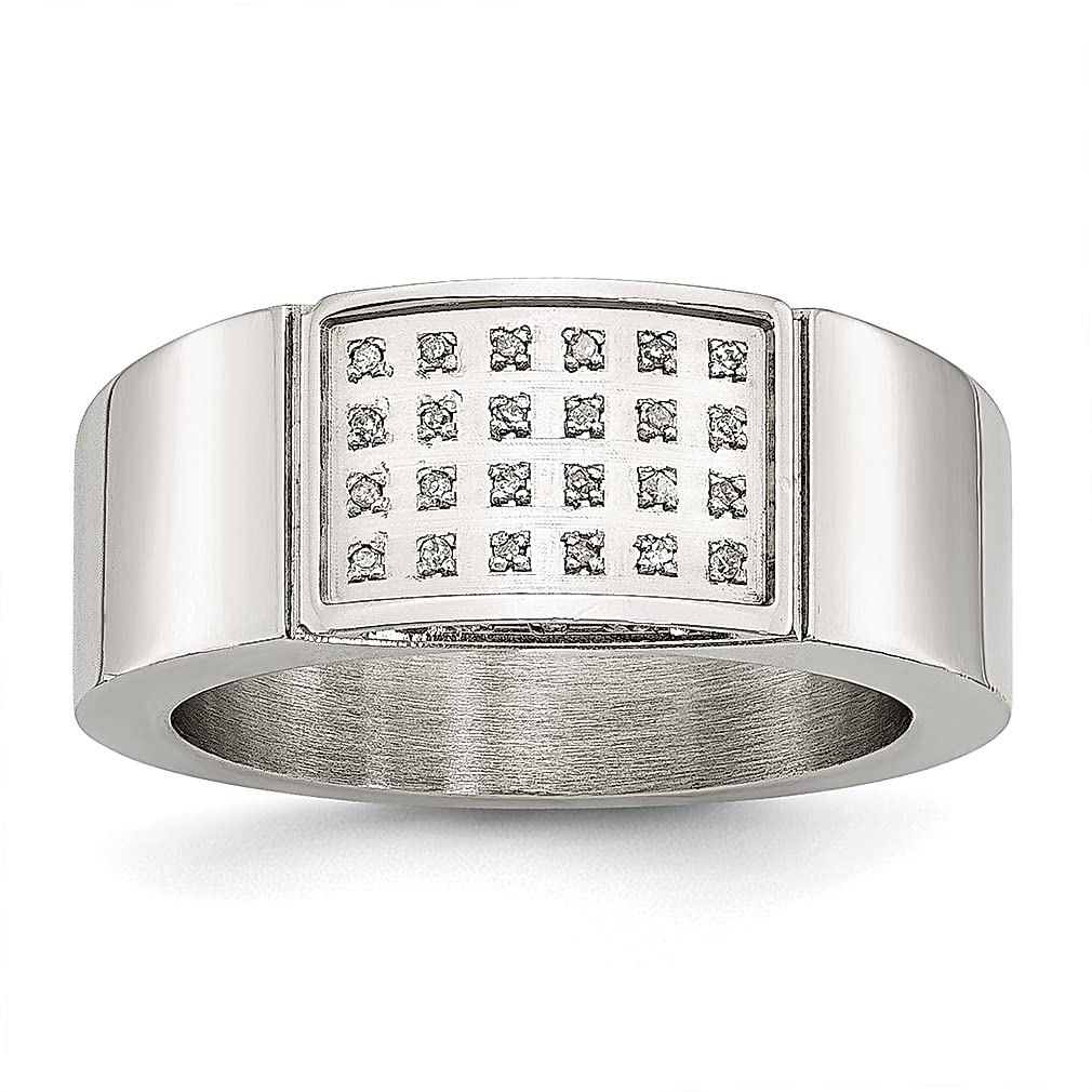 ICE CARATS 1/10 Carat Diamond Wedding Band - 9.5mm Stainless Steel Engagement Ring for Women, Anniversary Gift for Her - Perfect for Proposals, Bridal Jewelry & Special Occasions