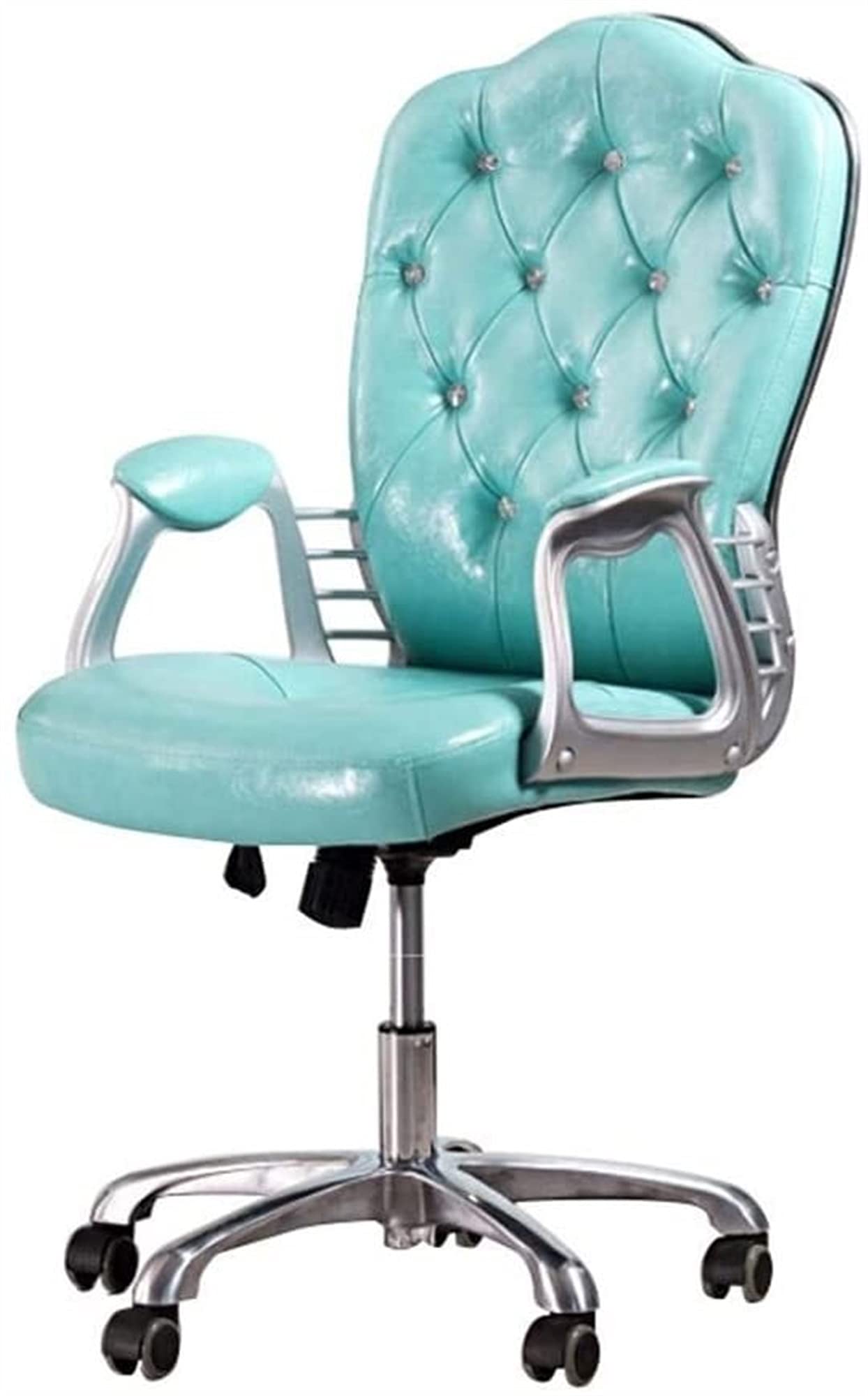 Ergonomic Swivel Office Chair - Green Leather Study Chair for Home, Computer & Student Use - Adjustable Height & Comfortable Seat for Long Work Sessions